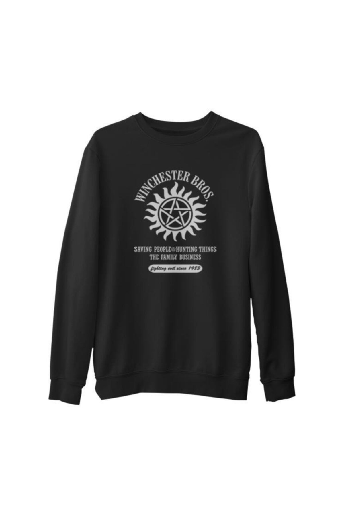 Lord T-Shirt Supernatural - Winchester Bros. Siyah Erkek Kalın Sweatshirt