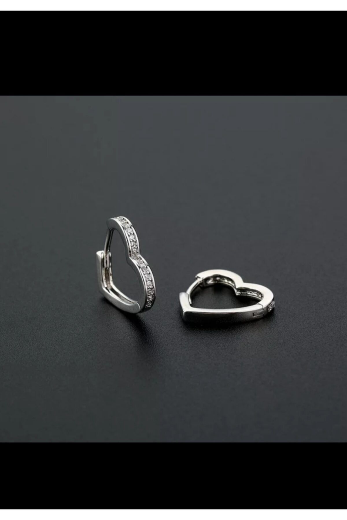 Cerrahi Çelik Zirkon Taşlı Gümüş Renk Kalpli Kıkırdak Rook Lobe Uyumlu Piercing