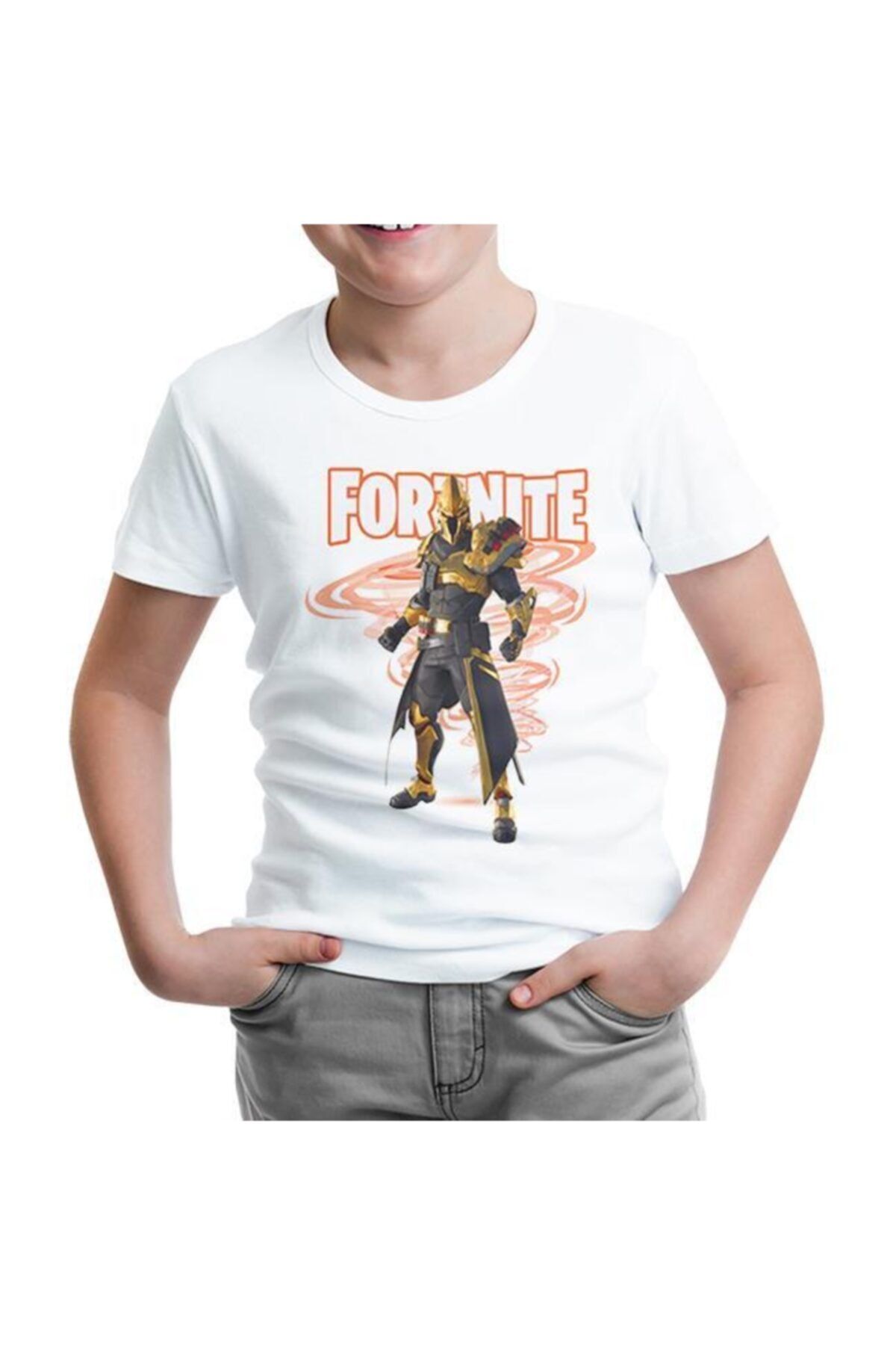 Lord T-Shirt Unisex Çocuk Beyaz Fortnite Ultima Knight Tshirt