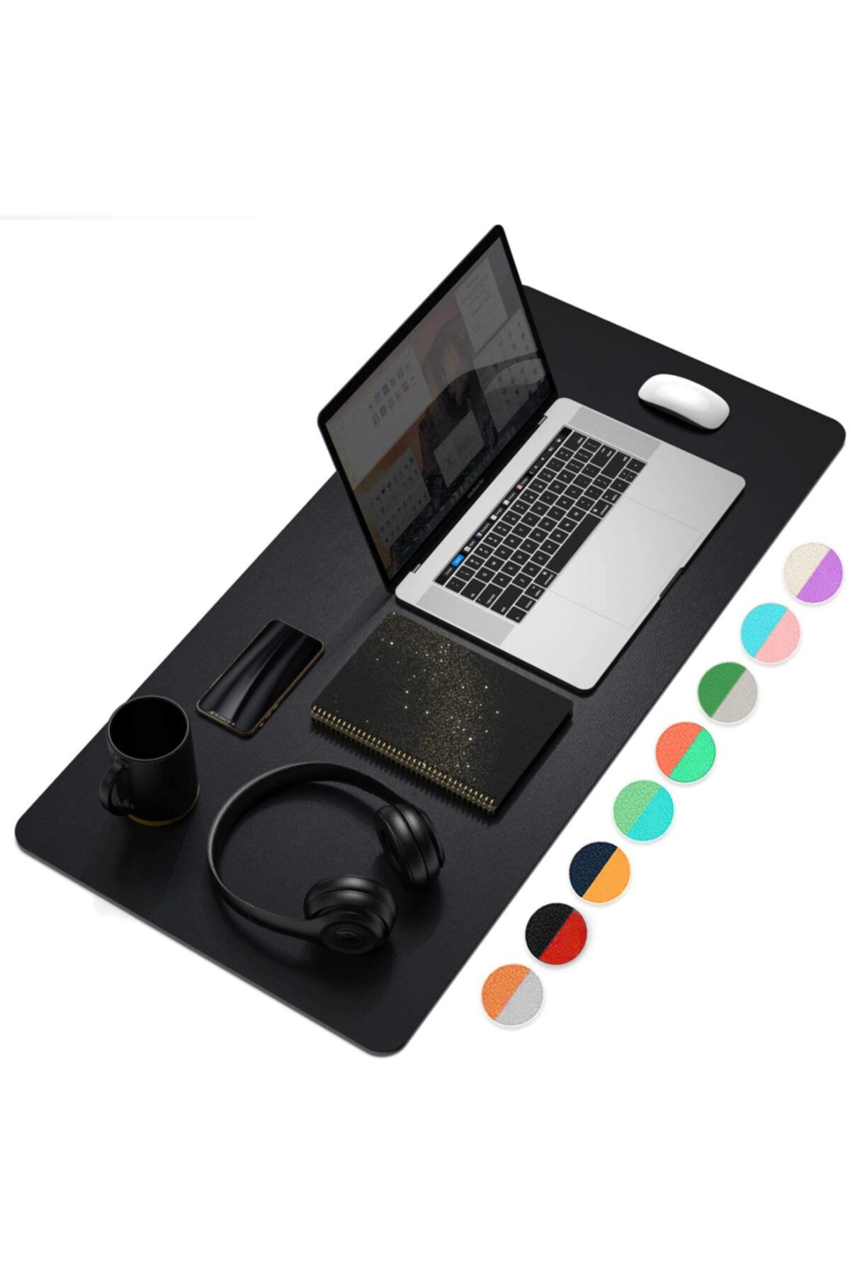 Xrades Çift Renk Deri Mousepad Laptop Bilgisayar Için 80x40 Cm Siyah Ve Gri