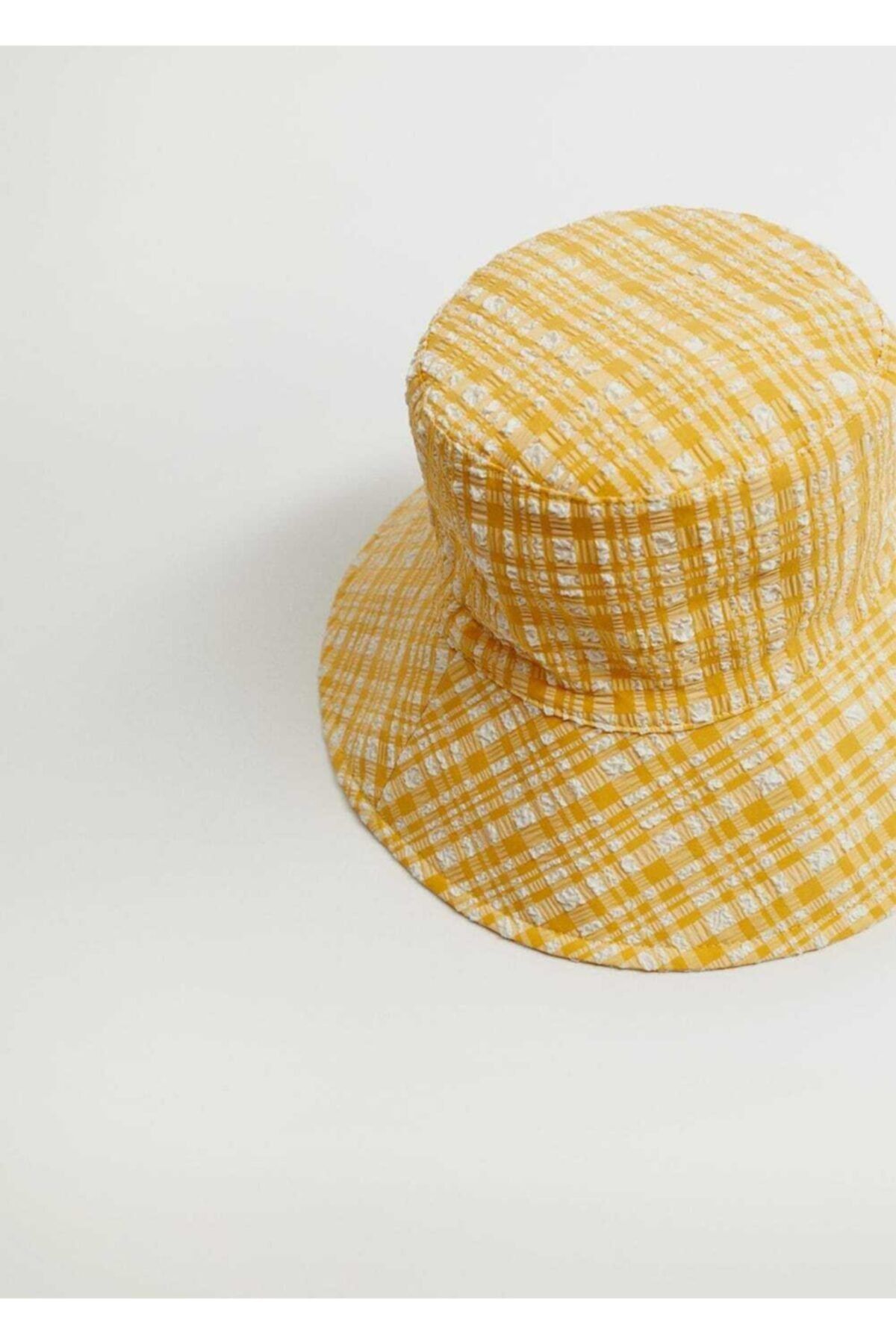 MANGO Kadın Sarı Dokuma Bucket Şapka 87096317
