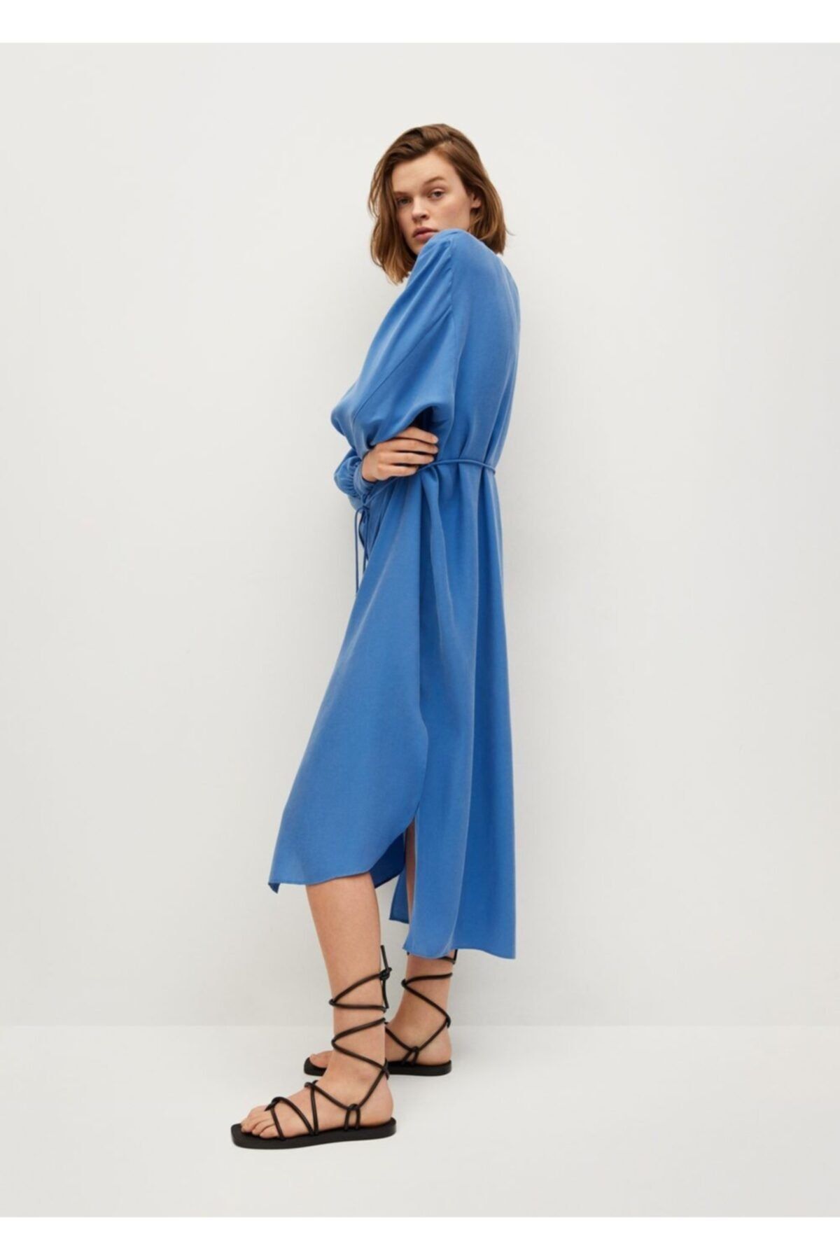 MANGO Kadın Mavi Oversize Modal Elbise