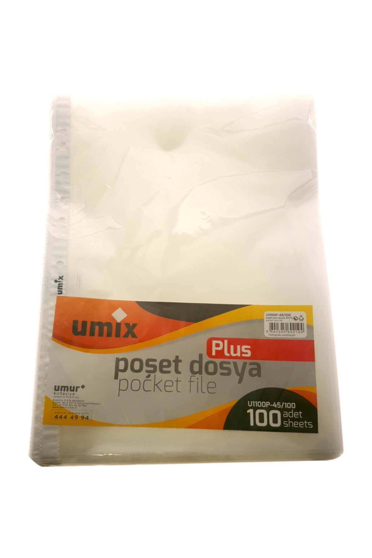 Umix Plus Poşet Dosya Şeffaf 100'lü N:U1100P-45/100