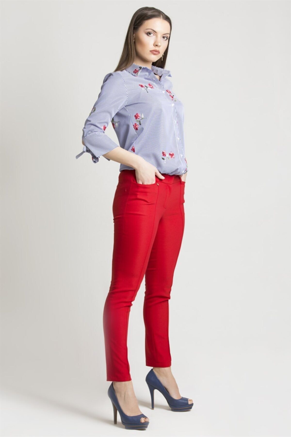Chima Kadın Kırmızı Z Cep Pantolon