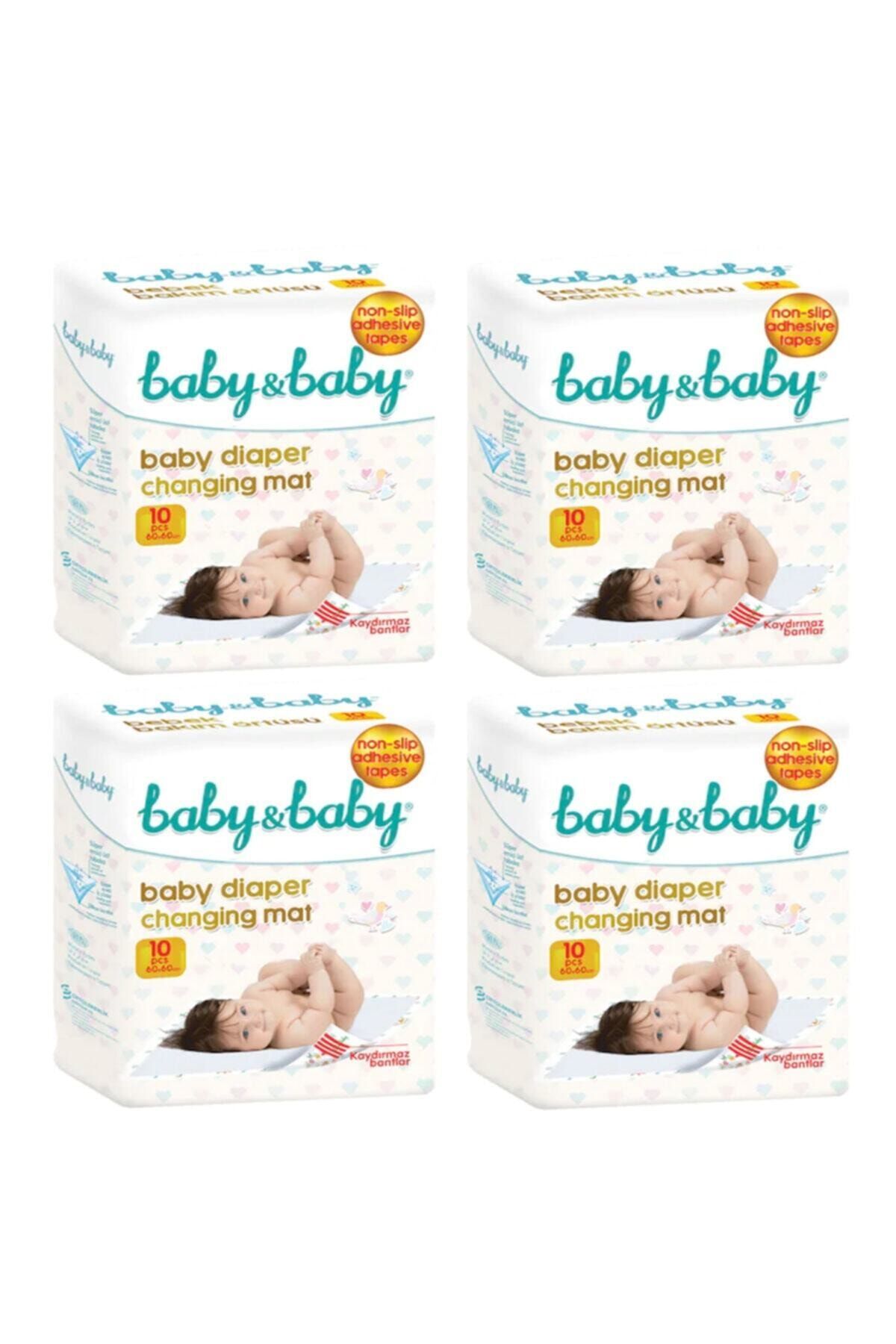 Baby&Baby Baby & Baby Kaydırmaz Bantlı Bebek Bakım Örtüsü 10'lu 4 Paket