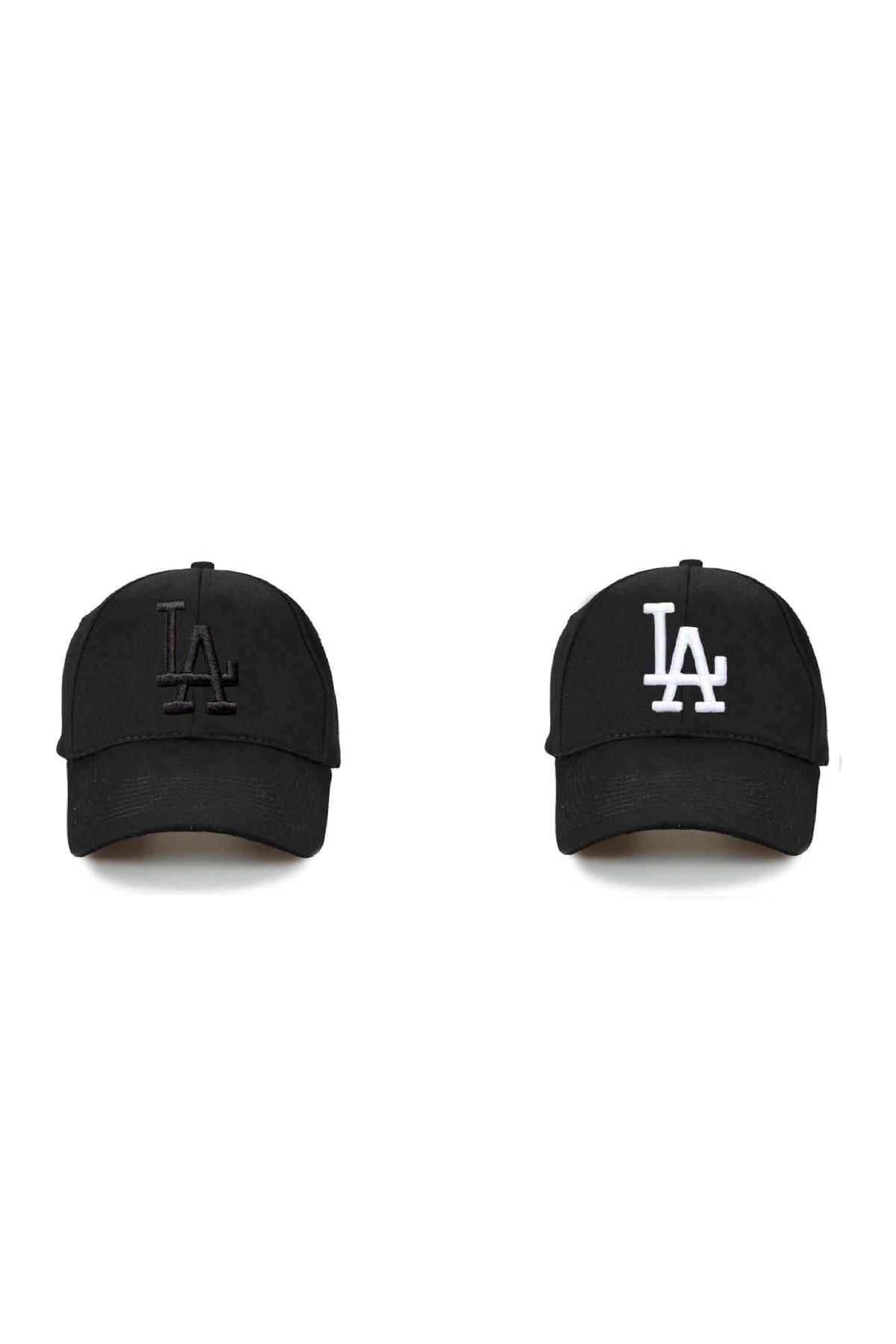 NuxFah La Los Angeles Şapka Unisex Siyah Şapka 2'li Ikili Set