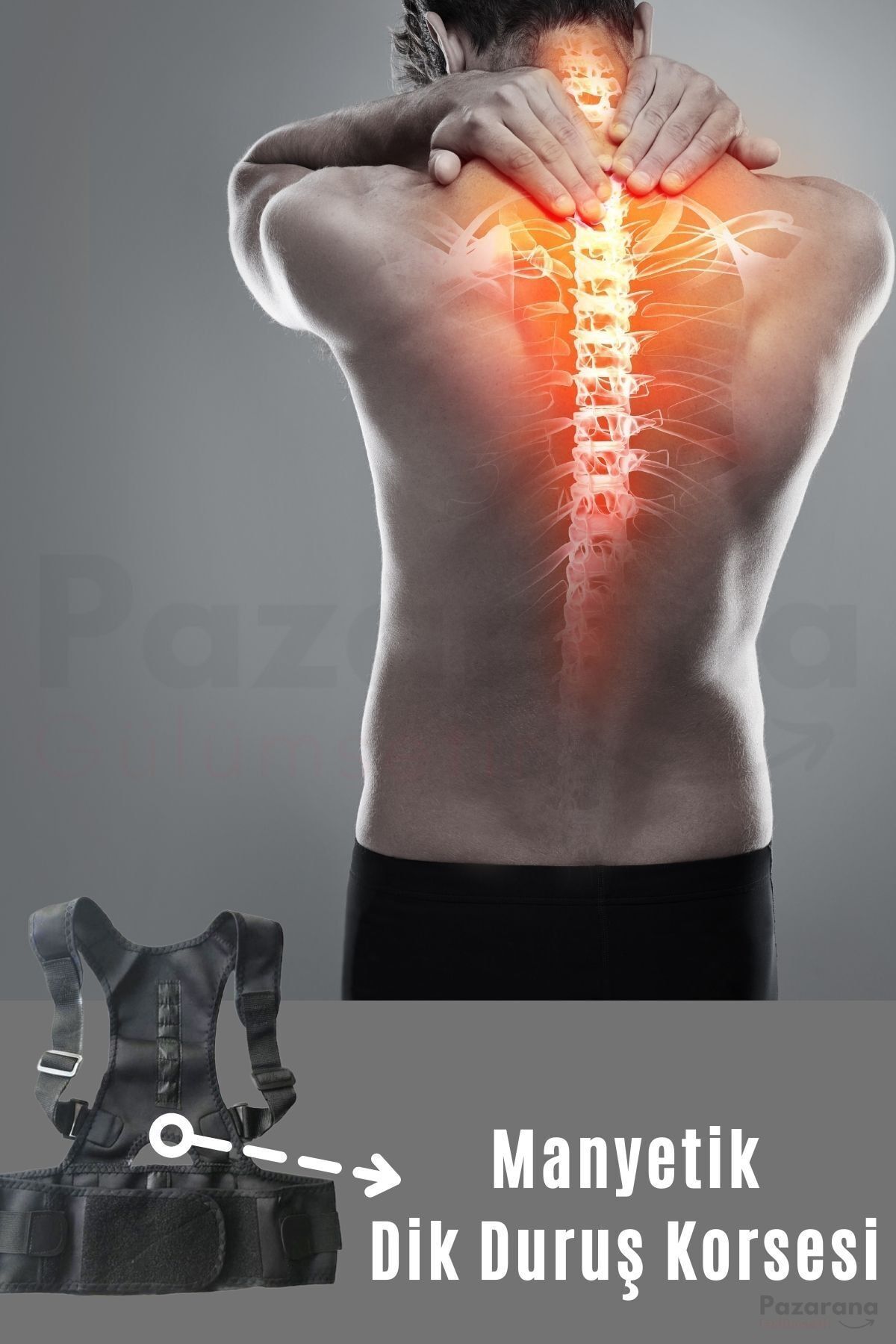 Ankaflex Medikal Ortopedik Kamburluk Önleyici Ayarlanabilir Posturex Manyetik Dik Duruş Korsesi