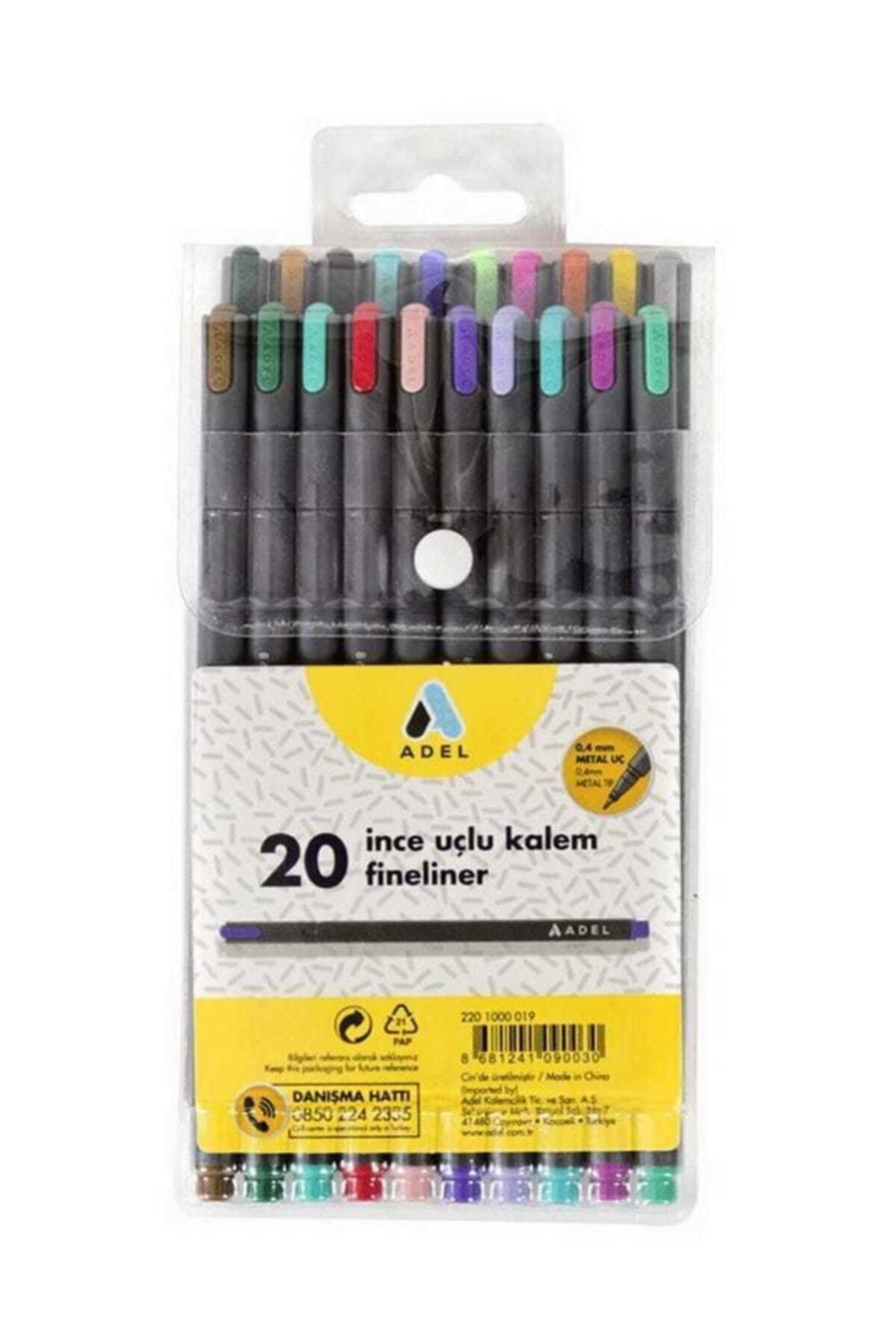 Adel Fineliner 0.4mm Kalem 20 Renk Karışık - Turuncu - Ortaokul
