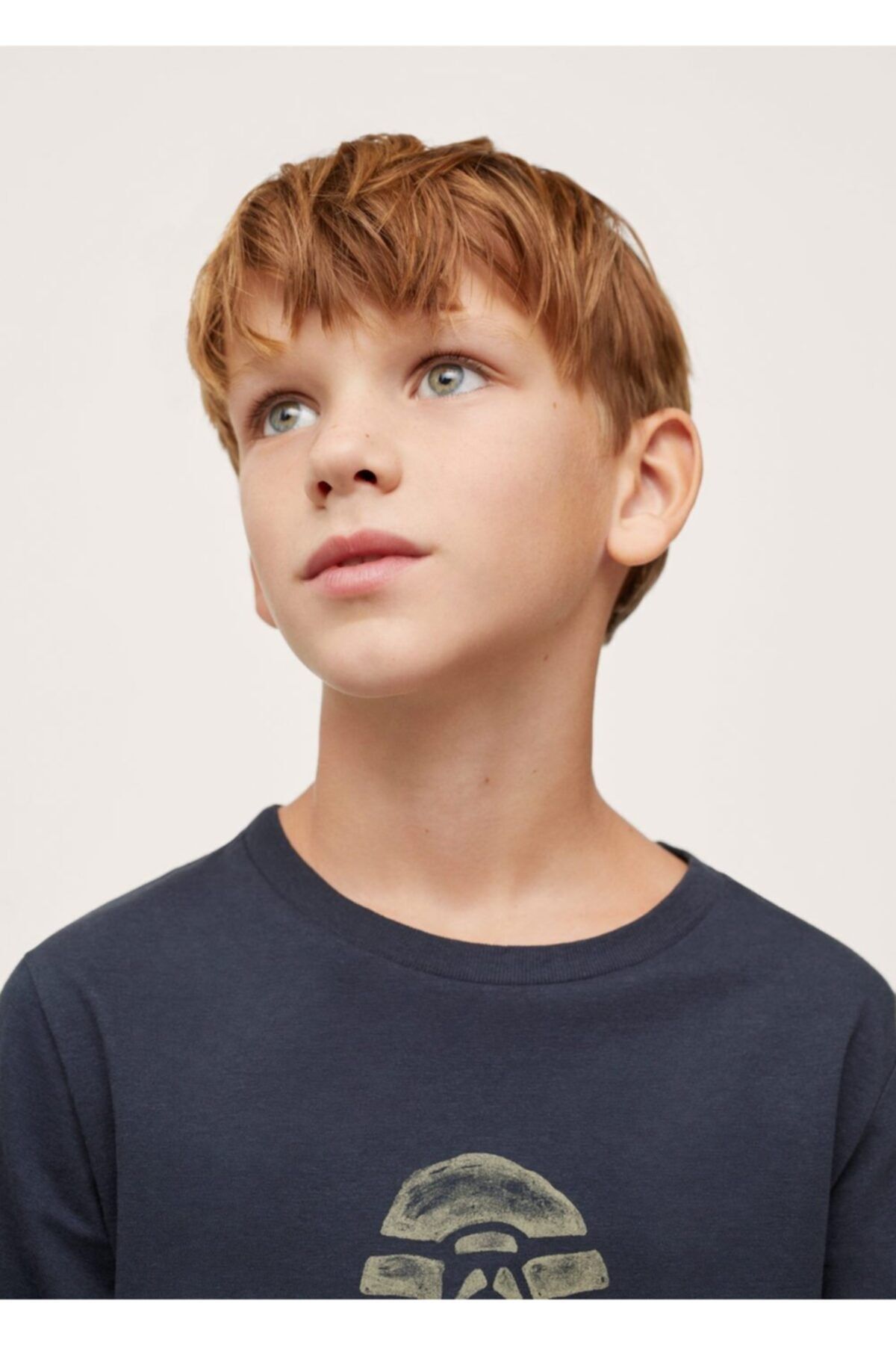 MANGO Kids Çocuk Lacivert Uzun Kollu Baskılı Tişört