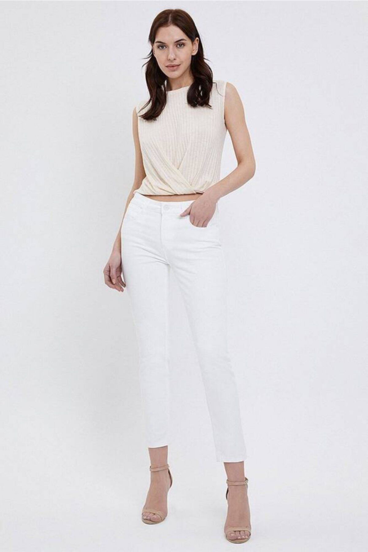 Loft Kadın Beyaz Pantolon Jean