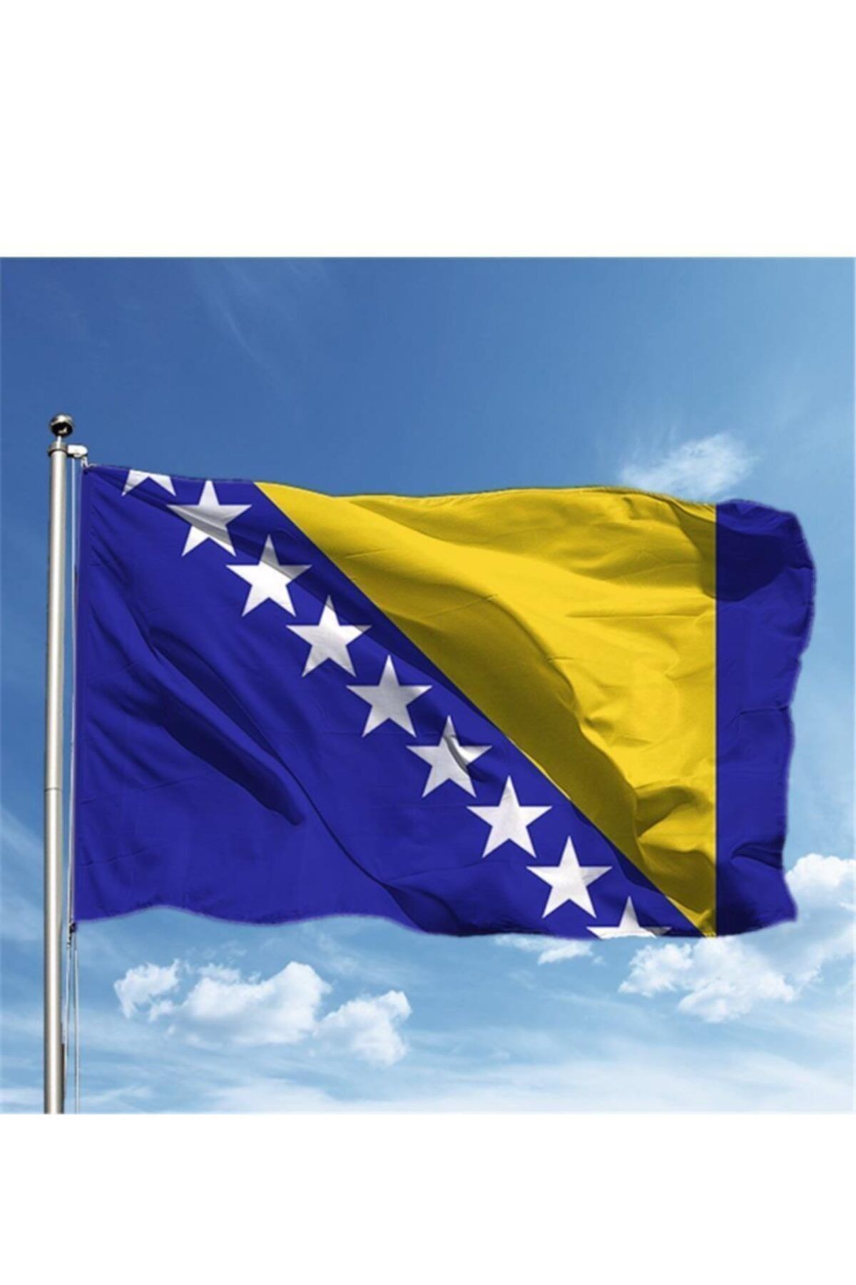 Vatan Bayrak Bosna Hersek Bayrağı Raşel Kumaş Çift Taraflı 50x75 cm