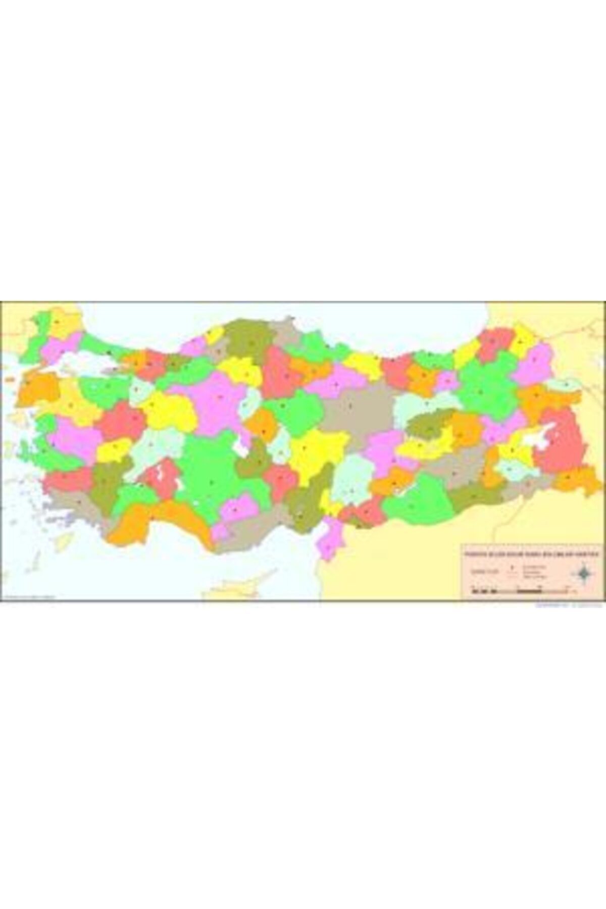 Gürbüz Türkiye Dilsiz Siyasi Haritası 35x50 Cm - Çıtasız