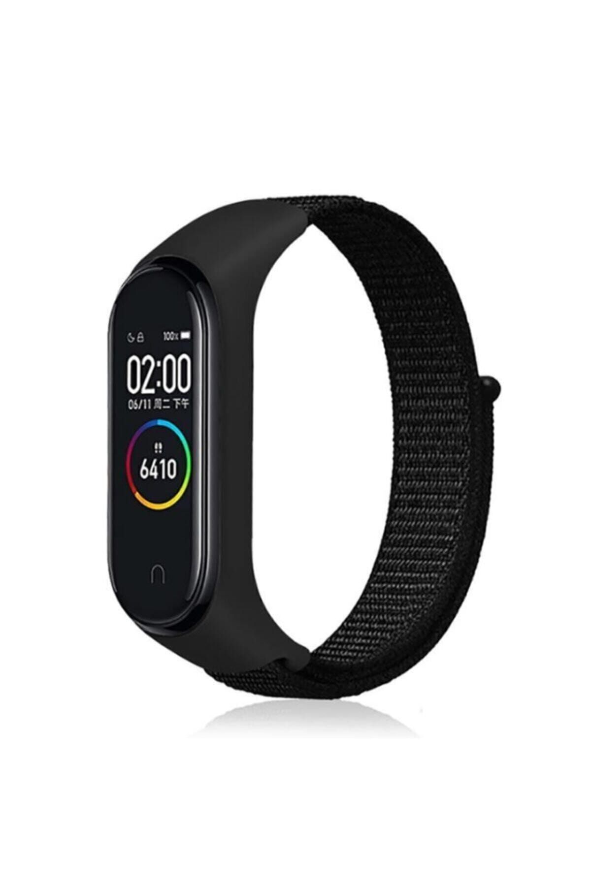 Genel Markalar Xiaomi Mi Band 3-4 Hasır Kumaş Kordon Kopmaz Cırtcırtlı Şık Uyumlu Kordon