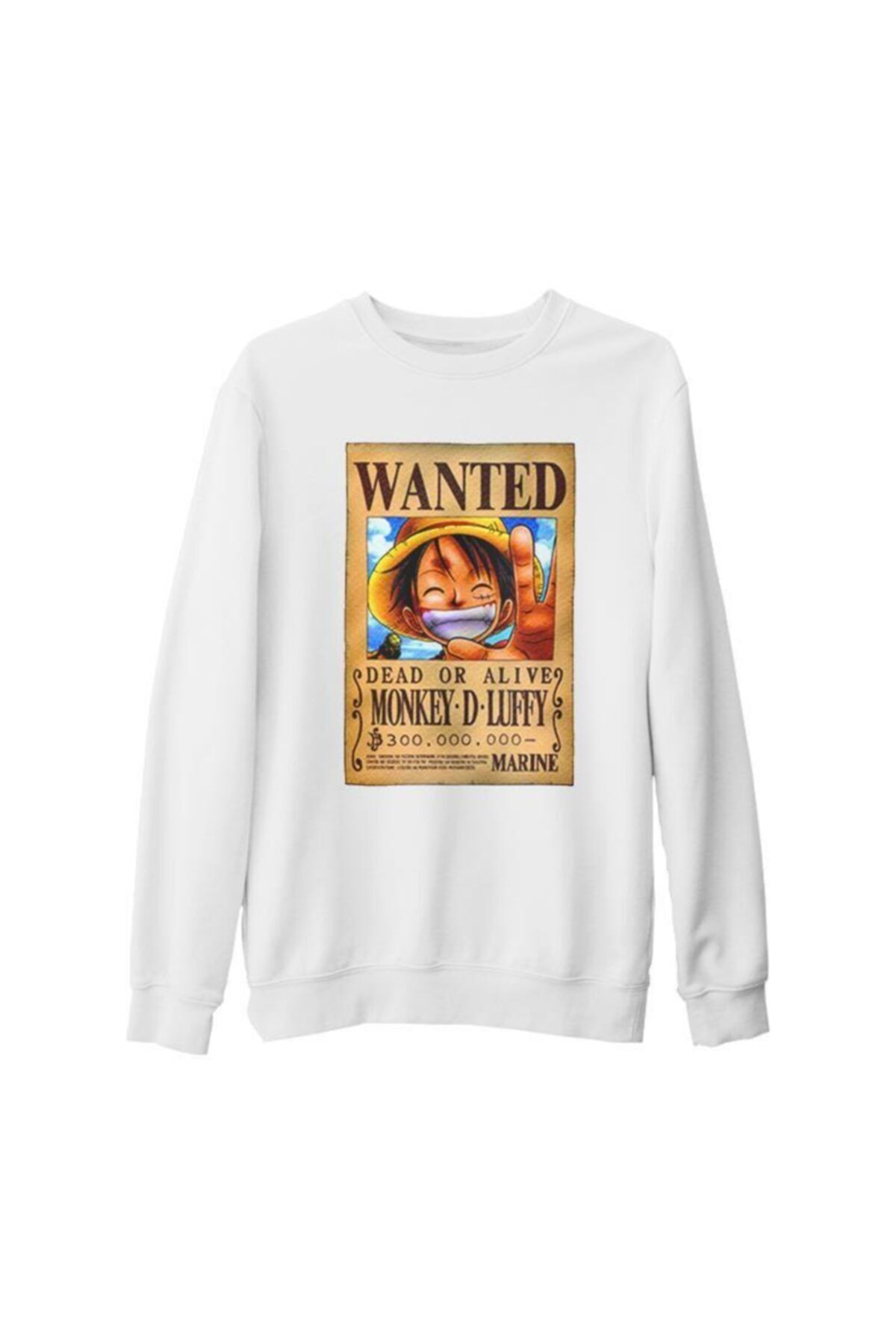 Lord T-Shirt Unisex Beyaz One Piece Monkey D. Luffy Kalın Sweatshirt