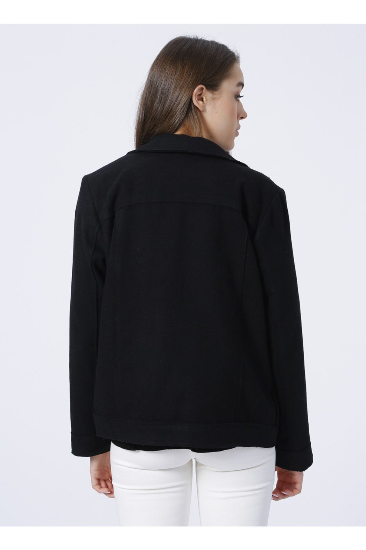 Fabrika Comfort Cm-ns323 Gömlek Yaka Basic Siyah Kadın Ceket