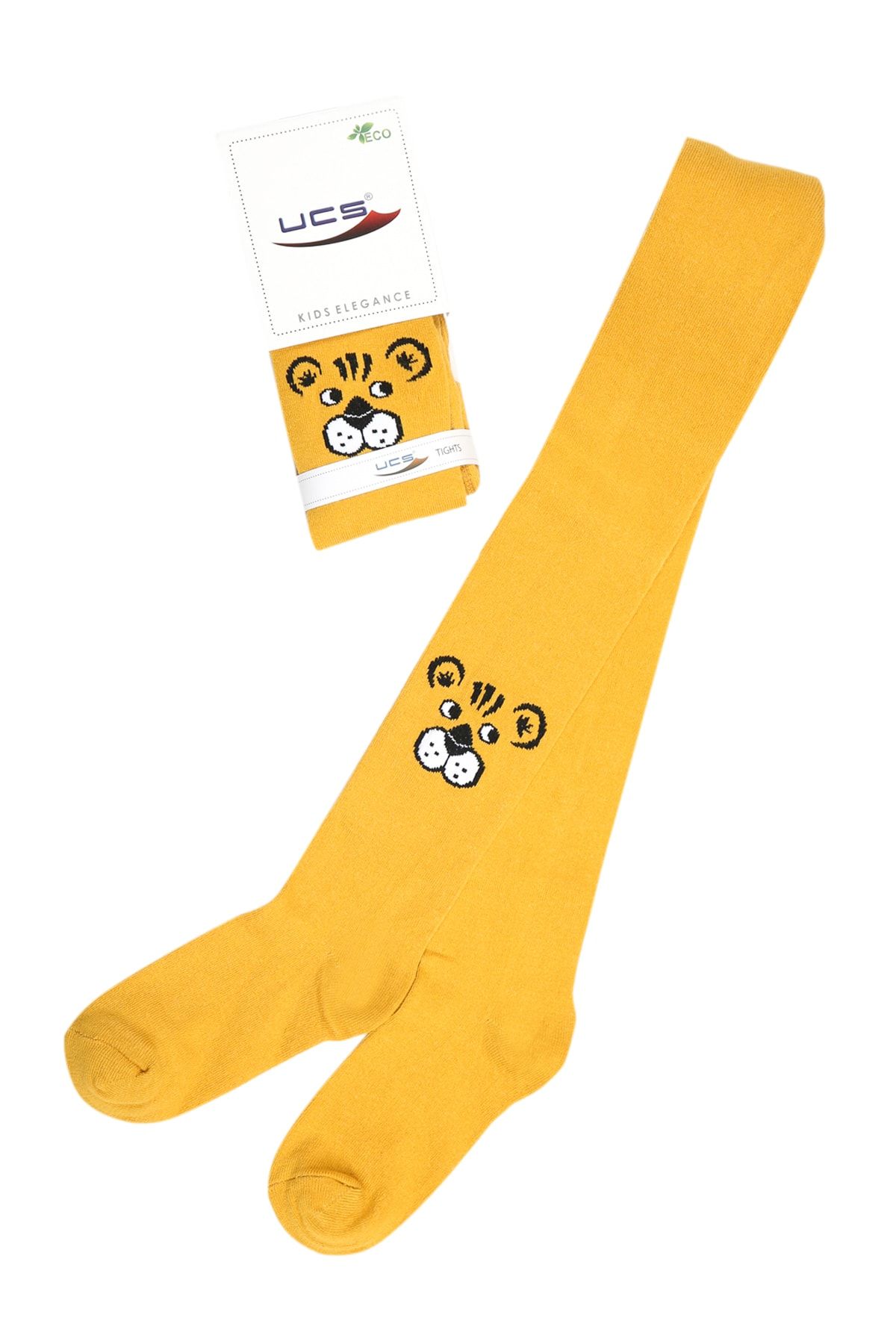 Uçs Kız Çocuk Hardal Renk Mini Kaplan Desen Pamuklu Külotlu Çorap 1 Adet