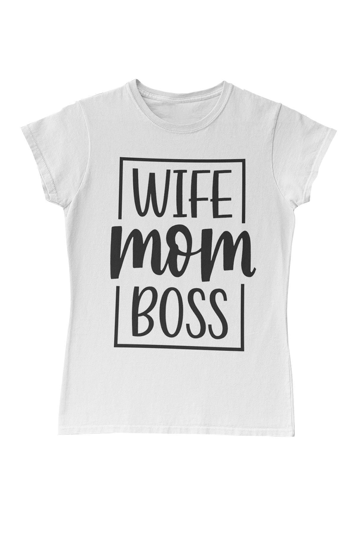 Lord T-Shirt Kadın  Wife Mom Boss Anneler Günü Beyaz Tshirt