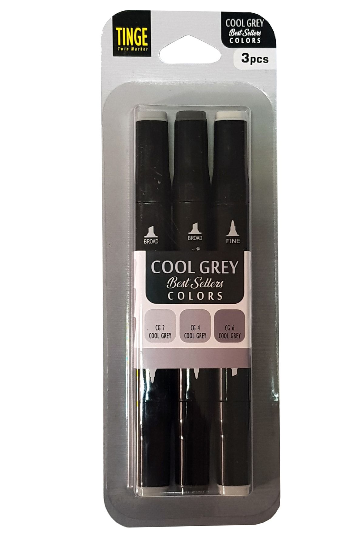 Tinge Marker Kalem - 3'lü Cool Grey Renk Seti - Marker