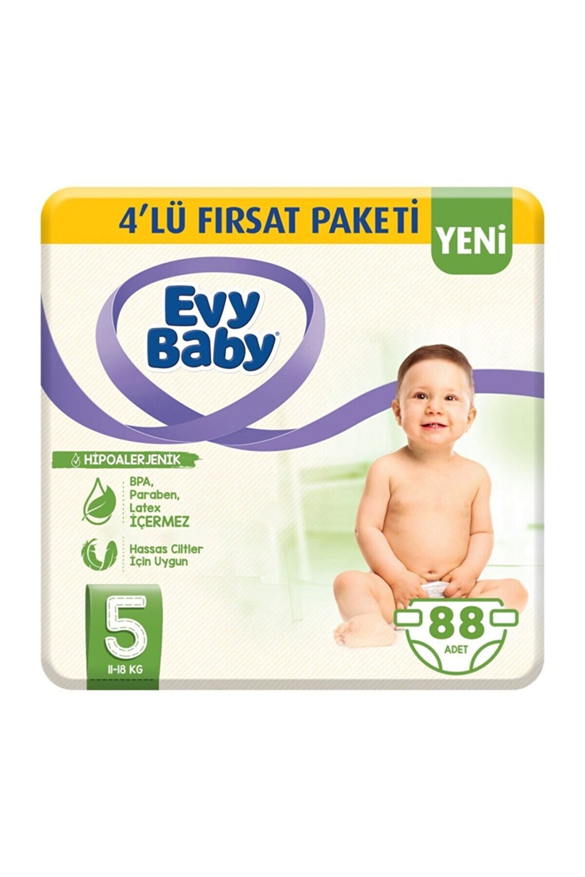 Evy Baby Bebek Bezi 5 Beden Junior 4'lü Fırsat Paketi 88 Adet (YENİ)