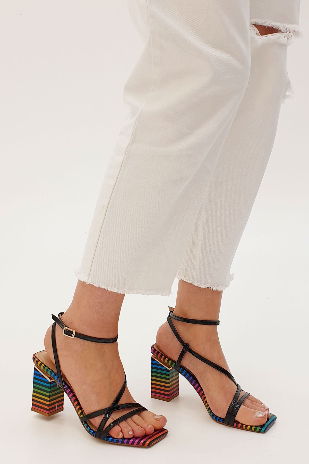 Marjin Kadın Çok Renkli Sevrin Topuklu Ayakkabı
