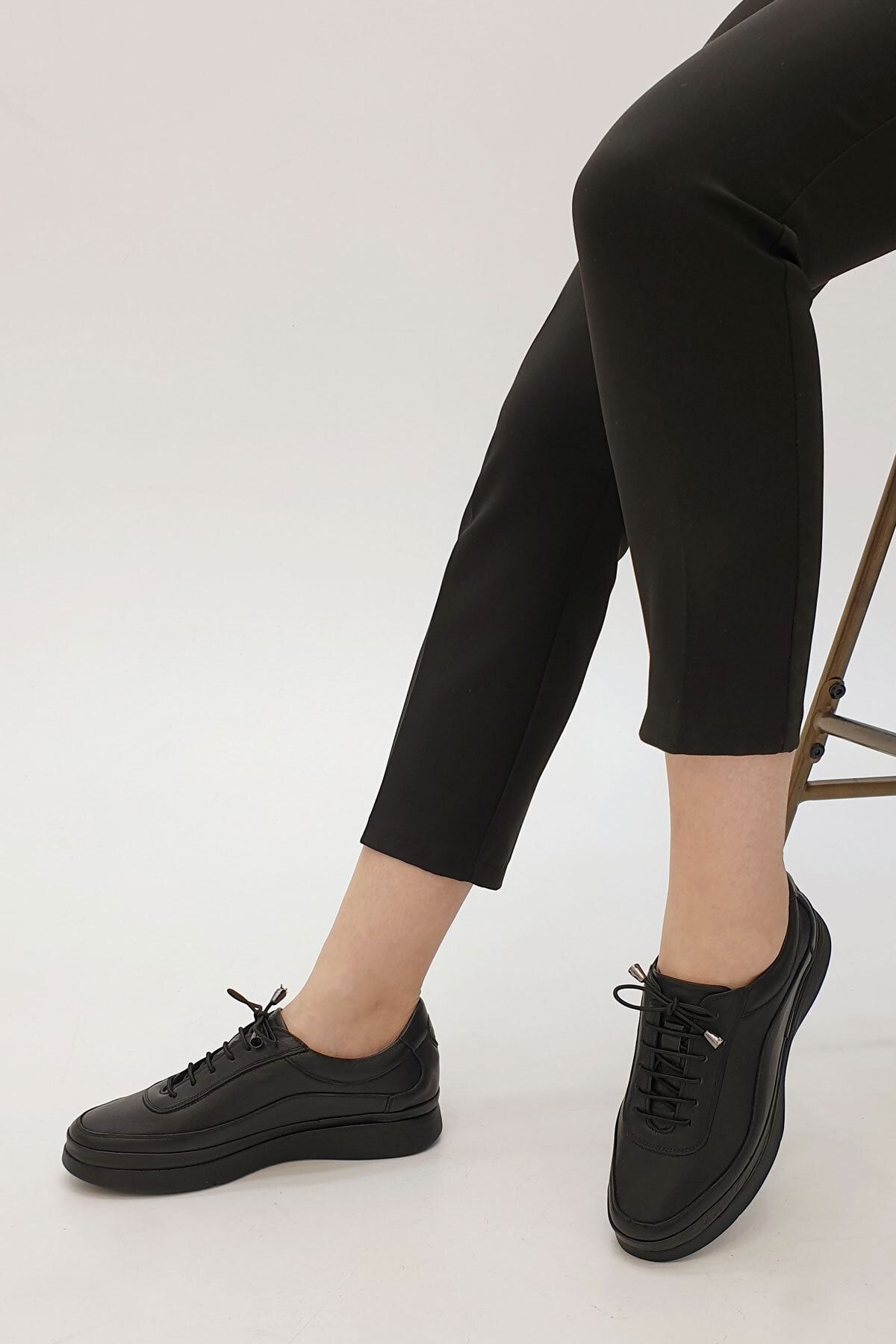 Marjin Kadın Hakiki Deri Comfort Ayakkabı Sensiva siyah