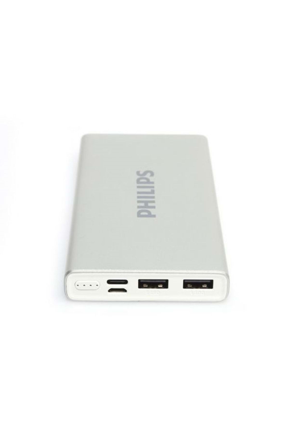 Philips Dlp1510cb-51-sl Beyaz Slim 10.000 Mah 2.1a 2 Usb Type-c+micro Usb Girişli Powerbank