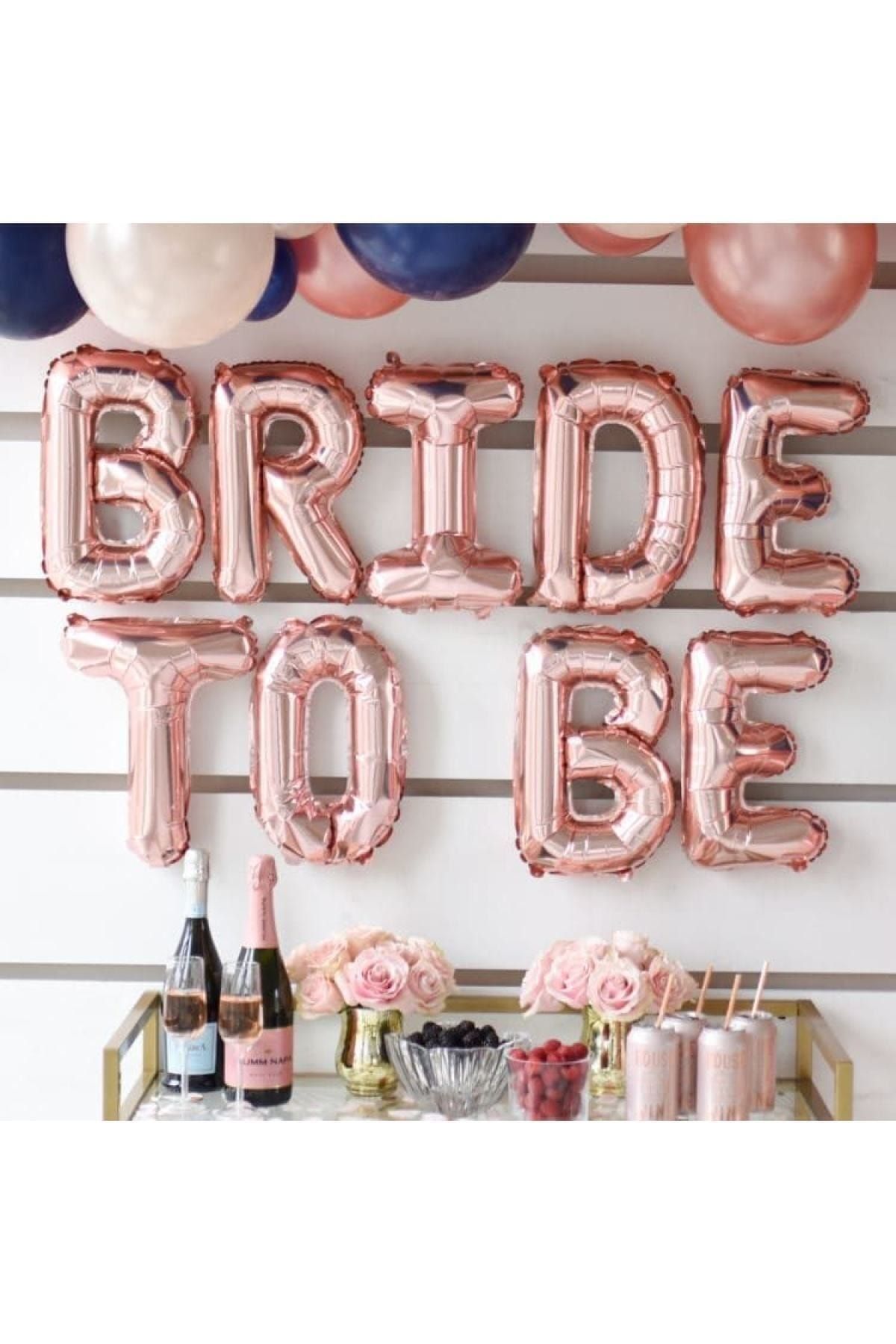 Huzur Party Store Bride To Be Yazılı Folyo Balon Konsepti Rose Gold Renkli Bekarlığa Veda Partisi Büyük Balon Seti