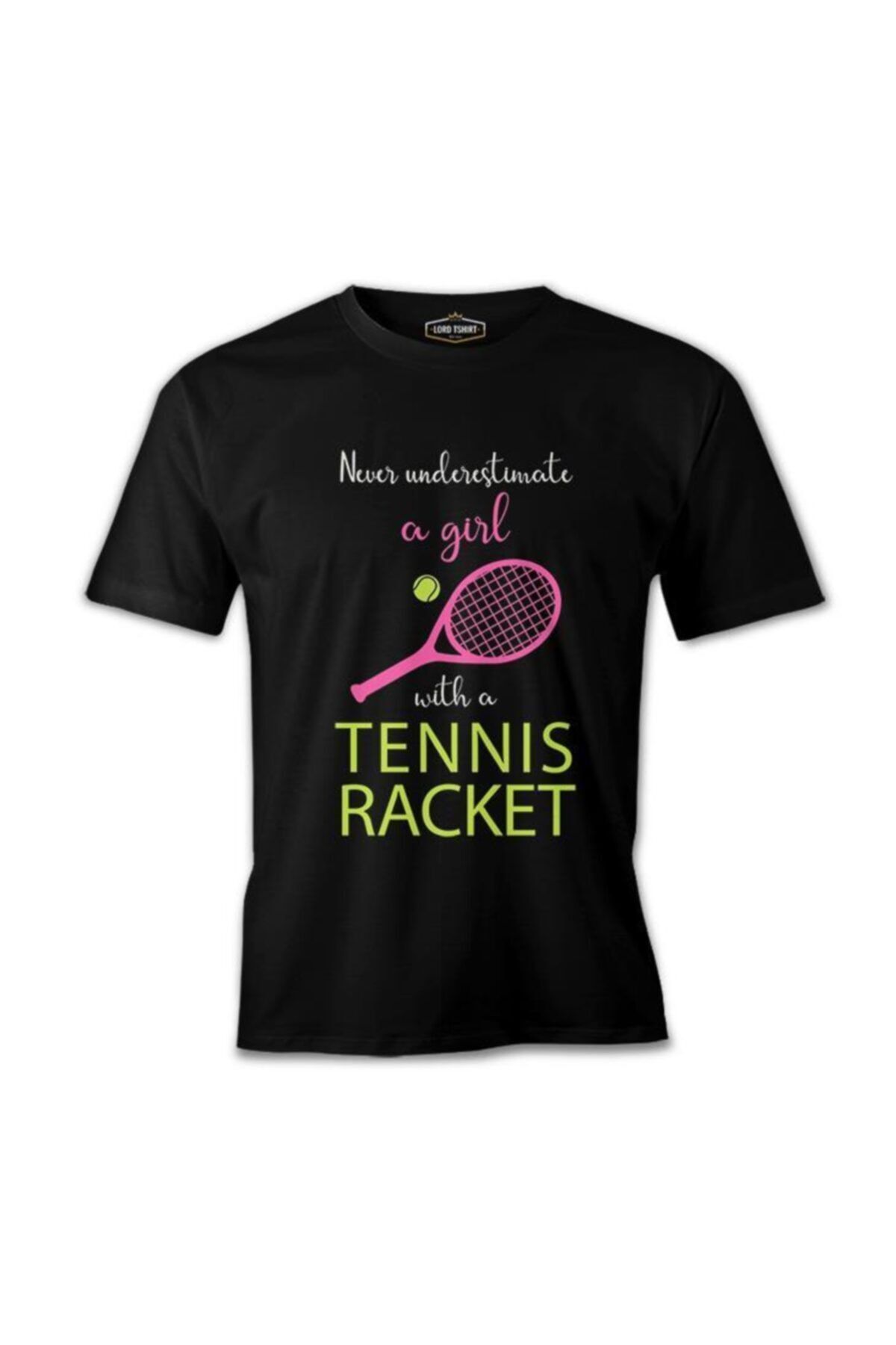 Lord T-Shirt Tenis - Kız Pembe Raket Siyah Erkek Tshirt