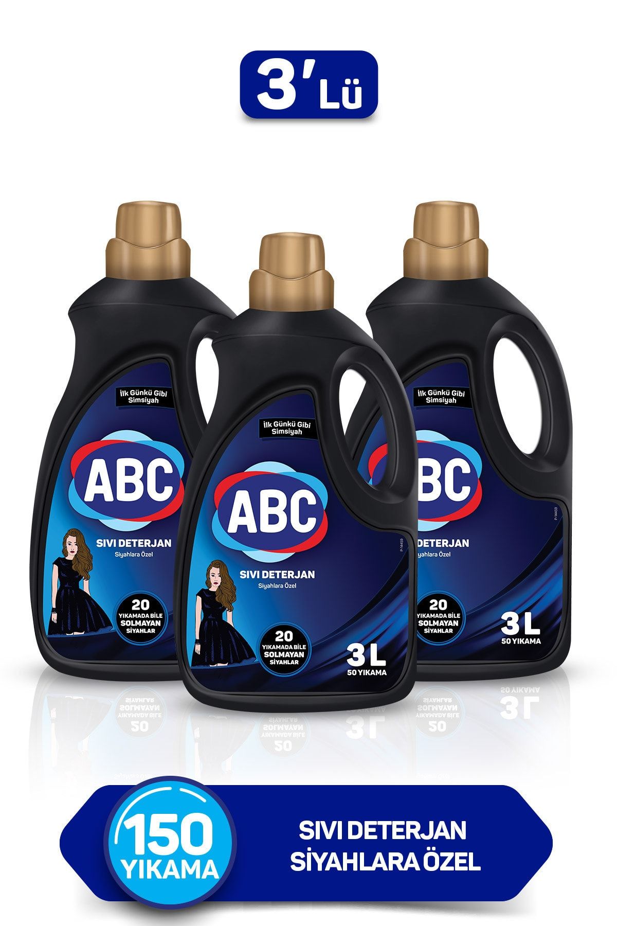 ABC Siyahlara Özel Sıvı Deterjan 3 lt - 3'lü Set