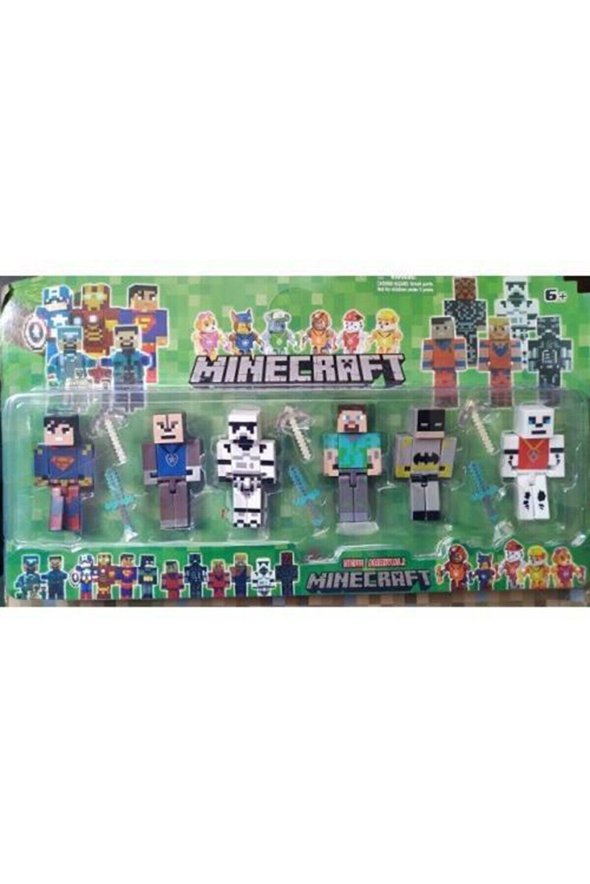 Minecraft Süper Kahramanlar 6 Lı Figür Set Süperman, Batman, Steve 6 Figür Ve Aksesuarlı 12 Parça