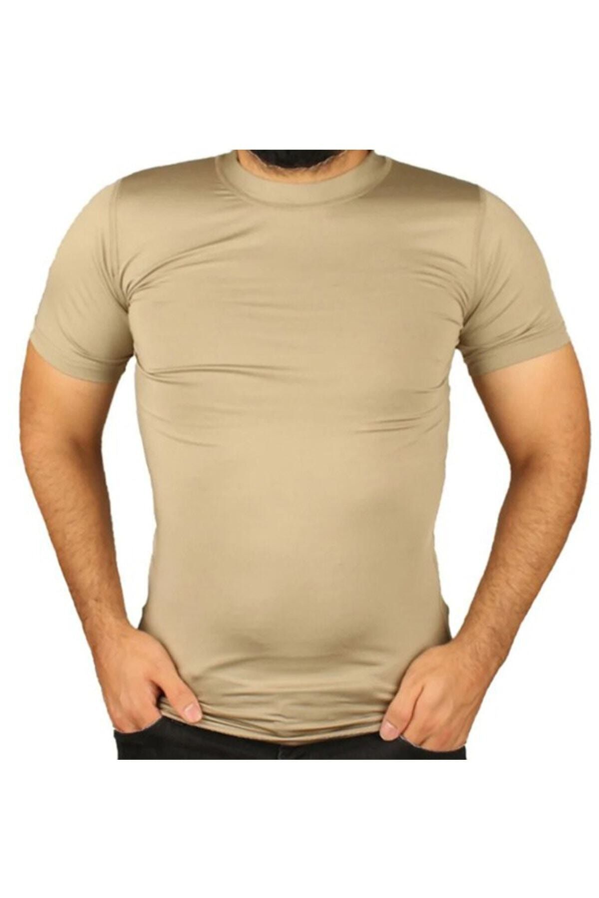 Asker Kolisi Erkek Bej Askeri Mikro T-shirt