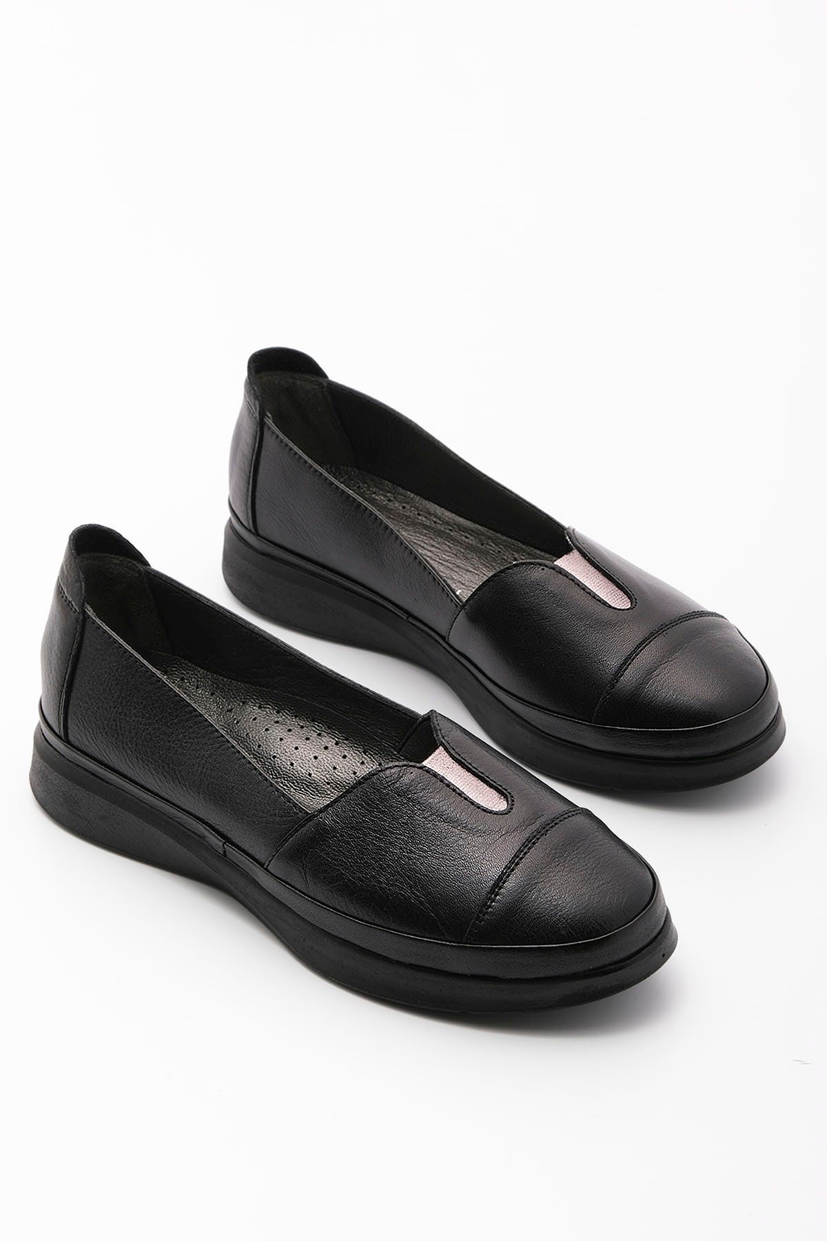 Marjin Kadın Hakiki Deri Comfort Ayakkabı Meyza Siyah