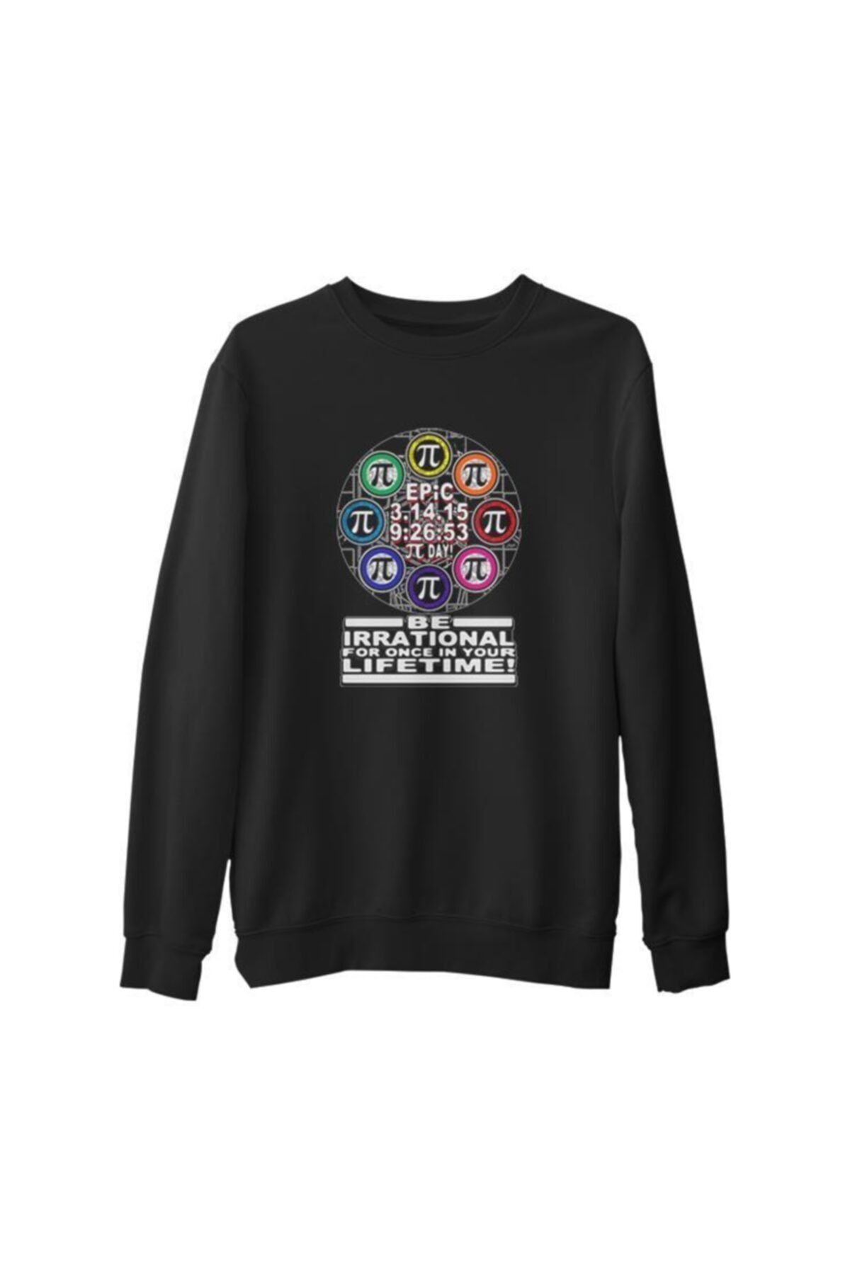 Lord T-Shirt Matematik - Pi 3 Siyah Erkek Kalın Sweatshirt