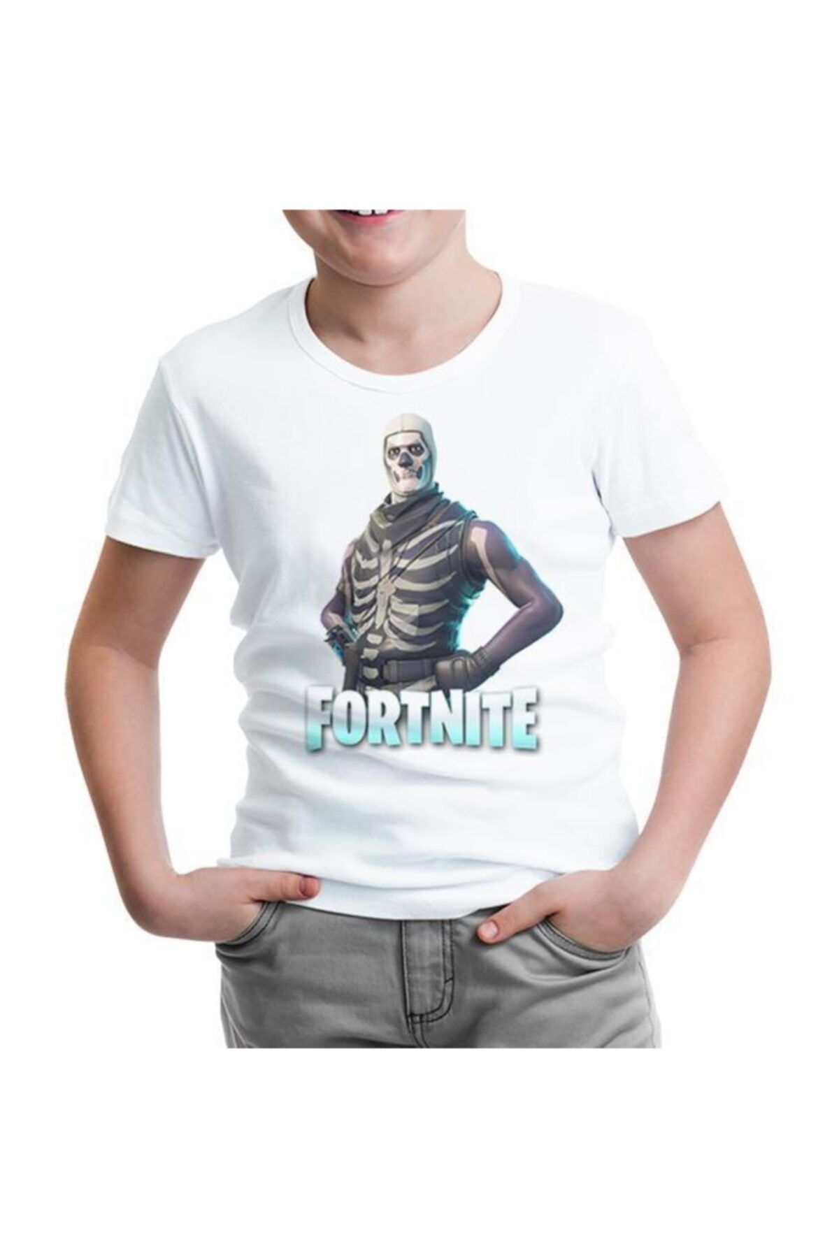 Lord T-Shirt Çocuk Beyaz Fortnite - Skull Tshirt