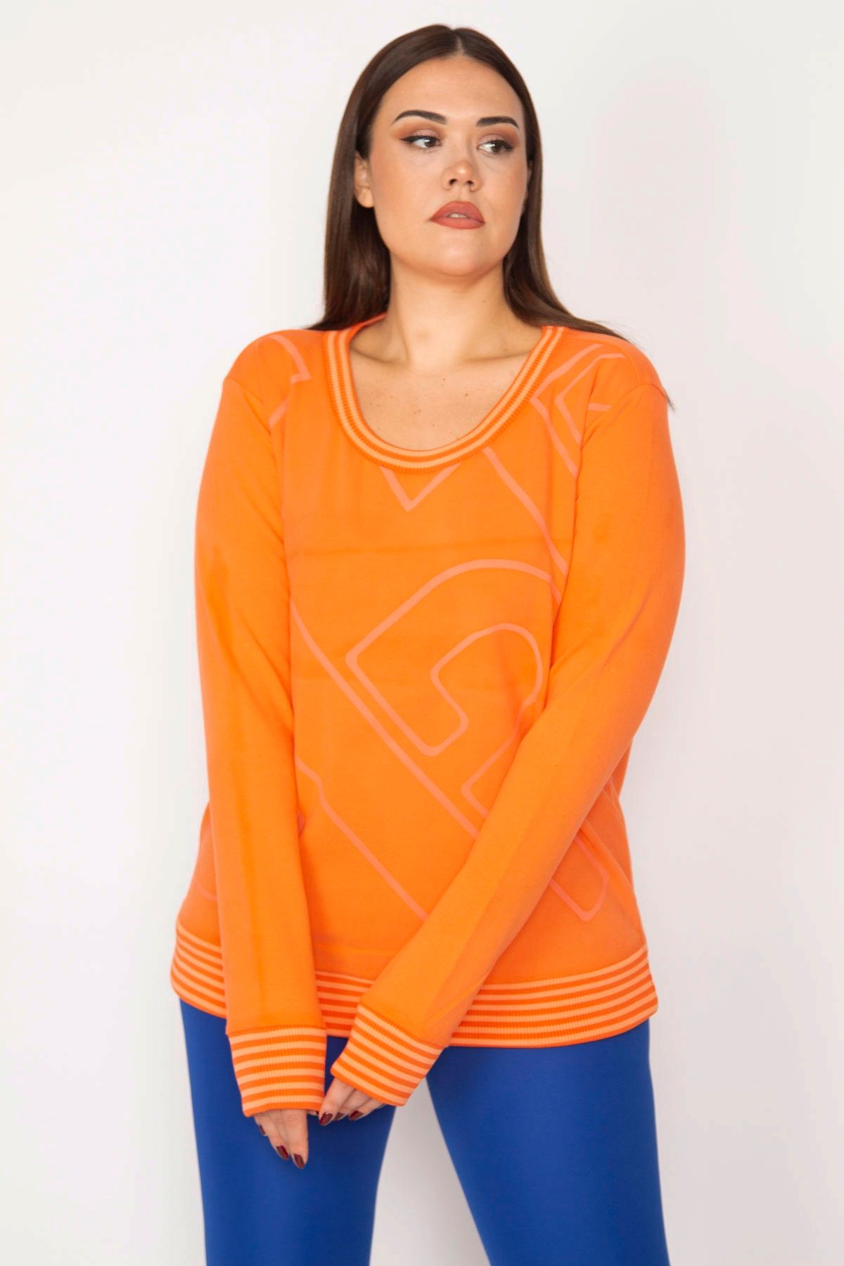 Şans Tekstil Kadın Oranj Içi Şardonlu Ribanalı Sweatshirt 26a29306