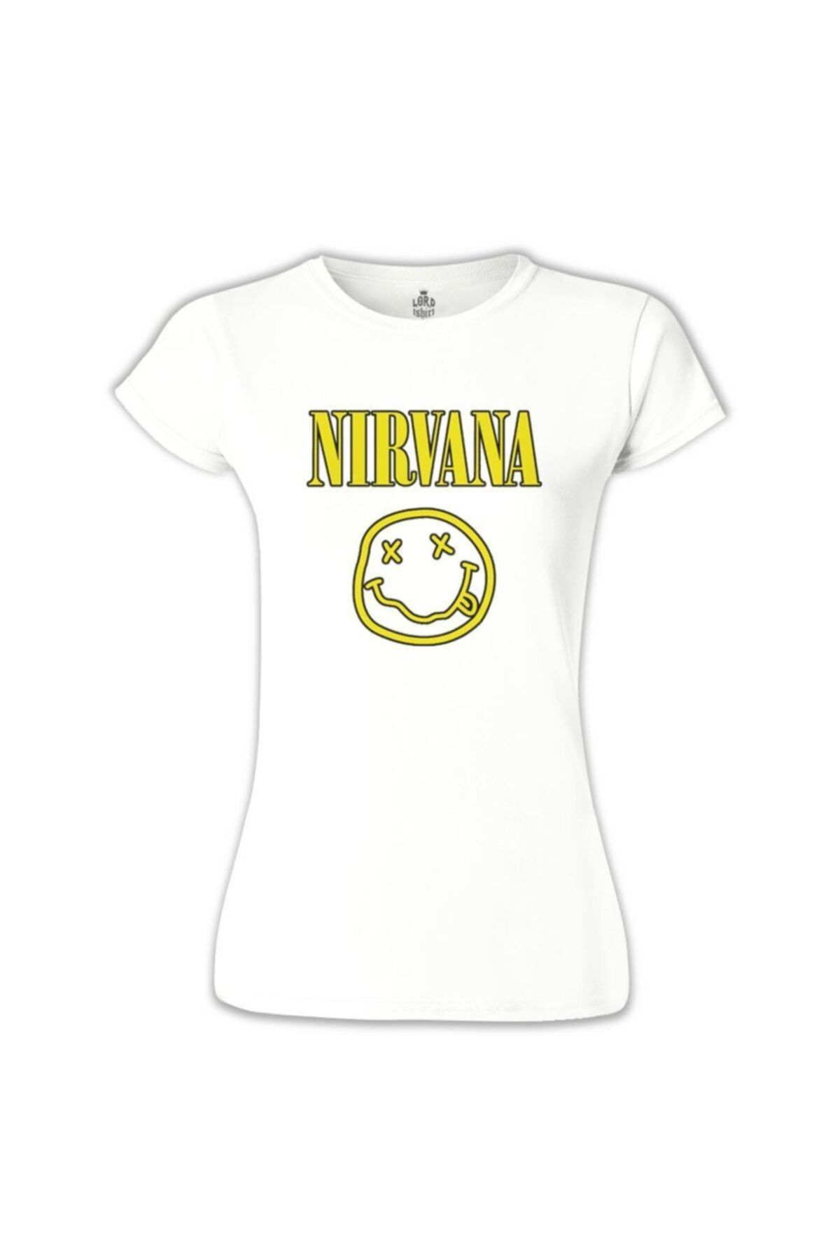 Lord T-Shirt Nirvana Logo 2 Beyaz Bayan Tshirt