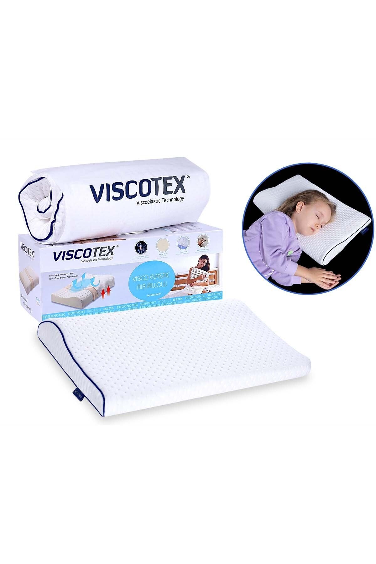 VİSCOTEX Visco Boyun Destekli Ortopedik Bebek Yastığı 50x30x6/4 Cm, Beyaz