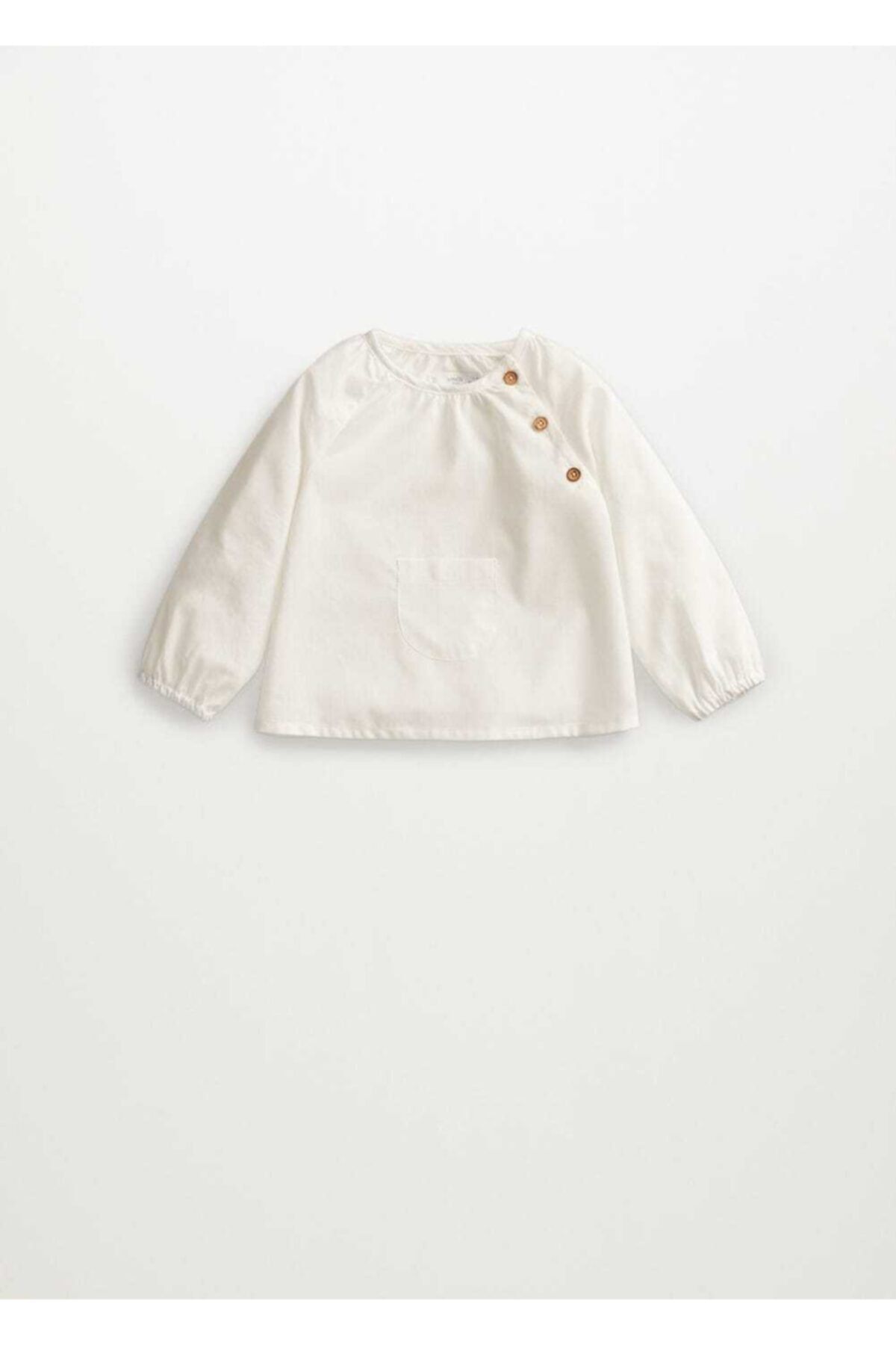 MANGO Baby Unisex Bebek Beyaz Organik Koton Bluz