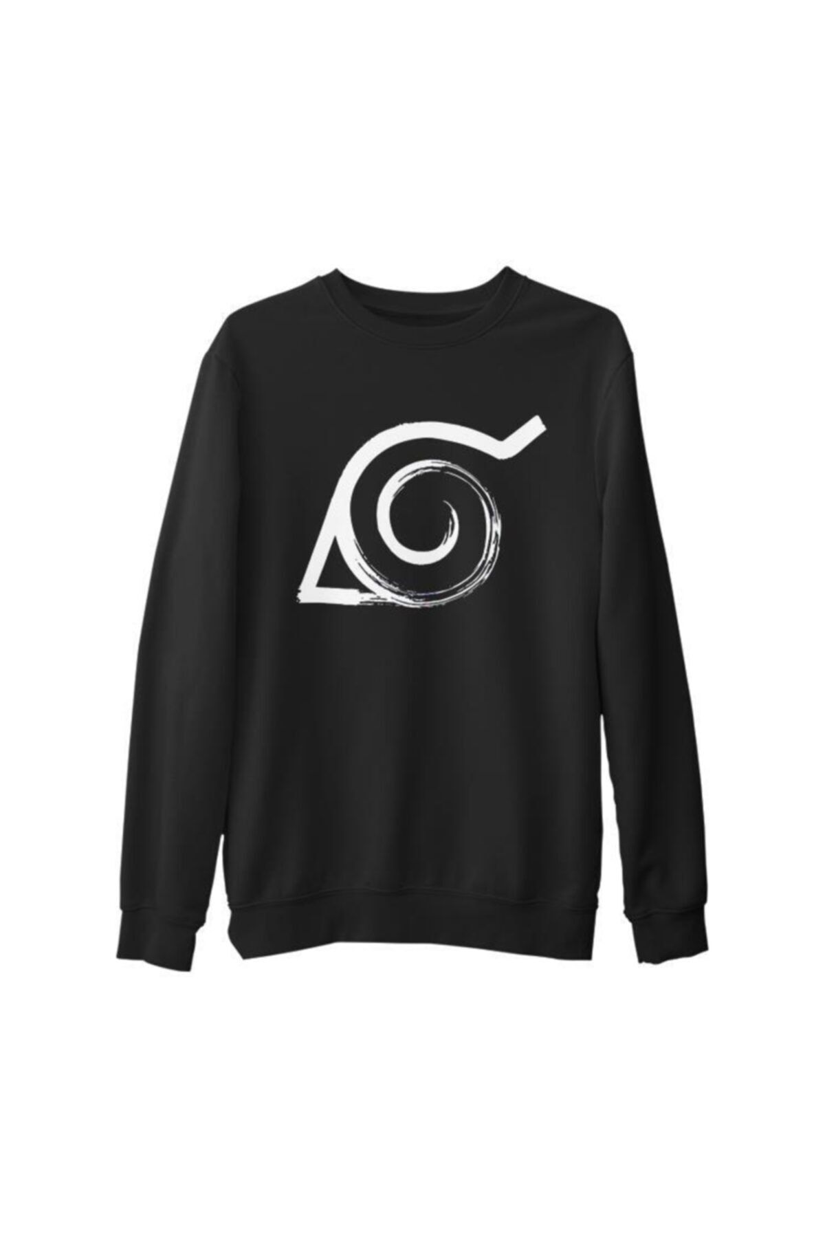 Lord T-Shirt Erkek Siyah Naruto - Logo Kalın Sweatshirt