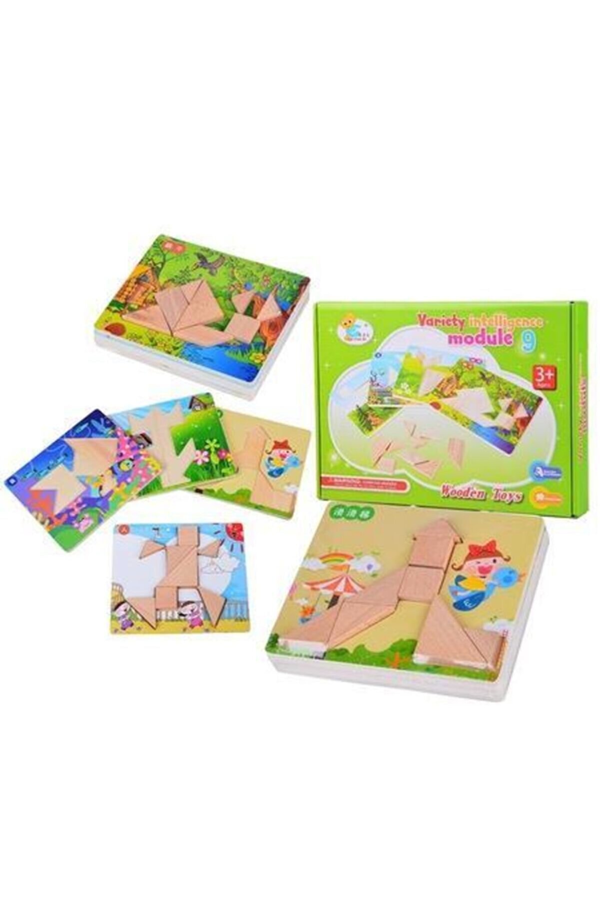 Genel Markalar Ahşap Zeka Modül Oyunu Hem Puzzle Hem Tangram Oyunu