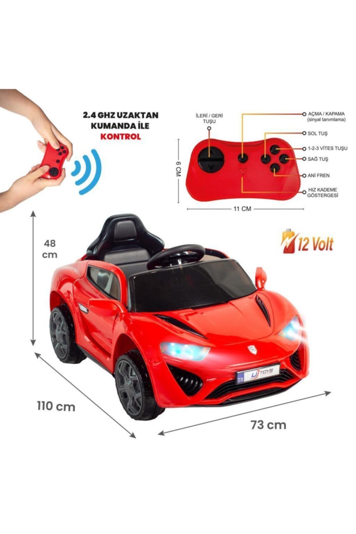 UJ Toys Jagor Akülü Araba 12v-kırmızı Uj1310-4