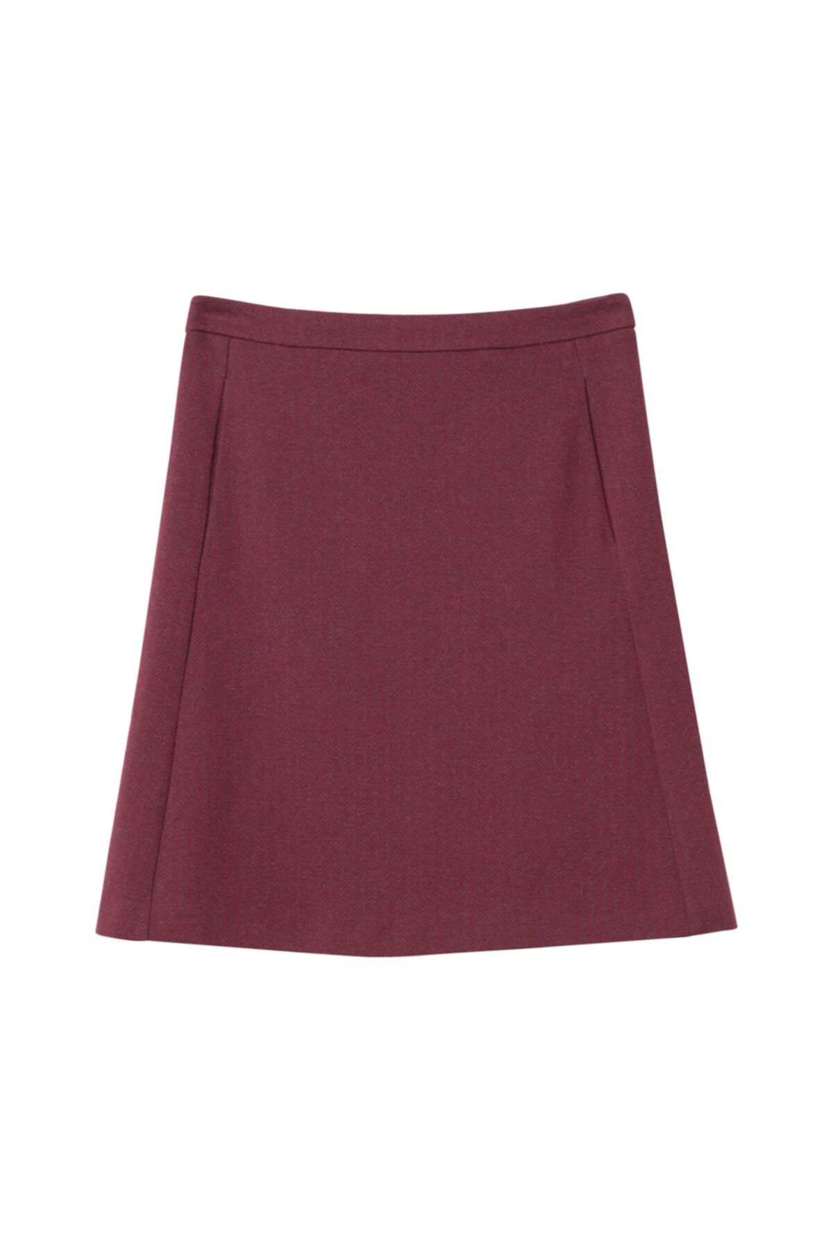 Gant Kadın Bordo Herringbone Jersey Skirt Etek