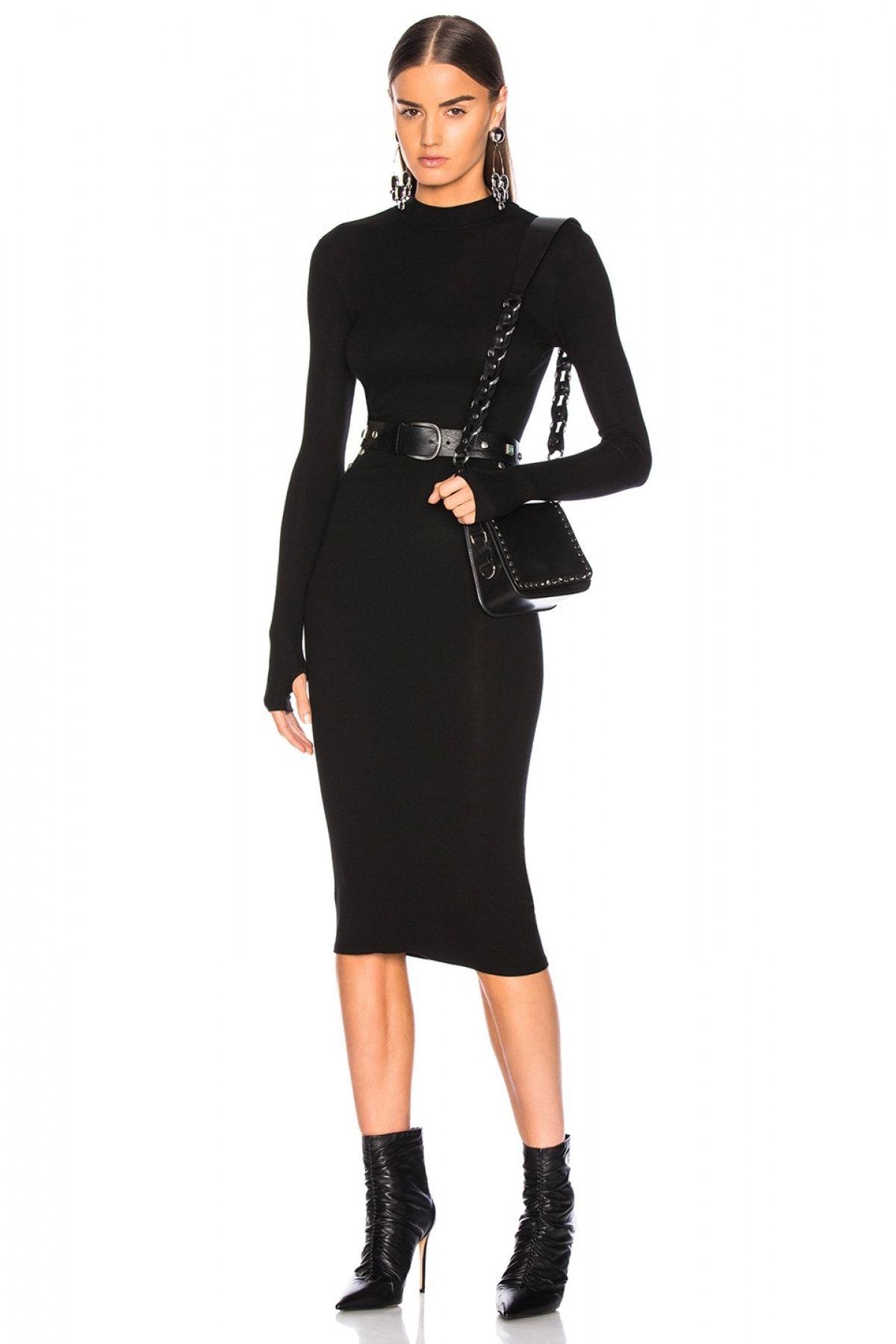 By Umut Design Kadın Siyah Parmak Geçmeli Hakim Yaka Elbise 4500611