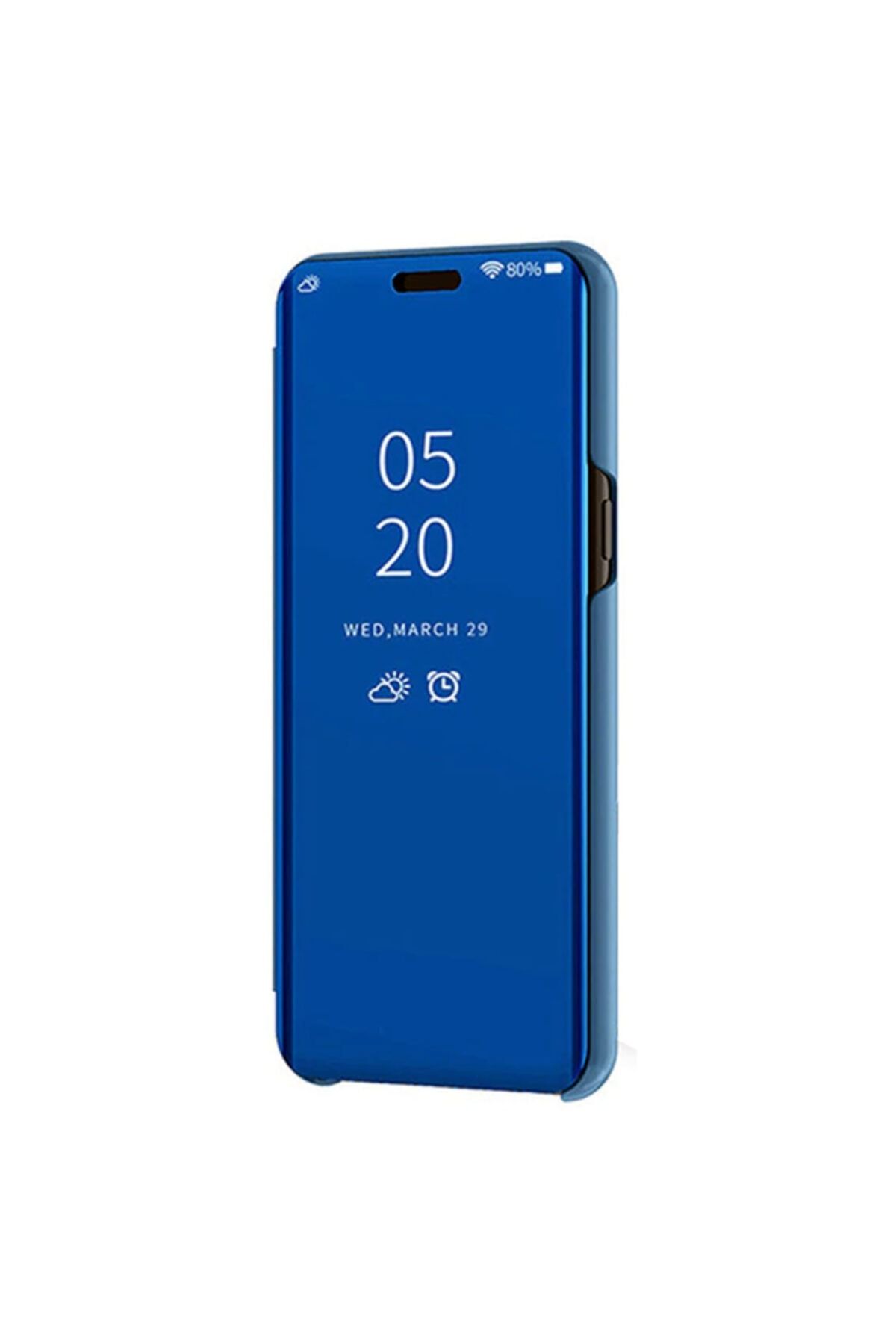 Smart Tech Samsung Galaxy A7 2017 Aynalı Kapaklı Lüx Kılıf Mavi