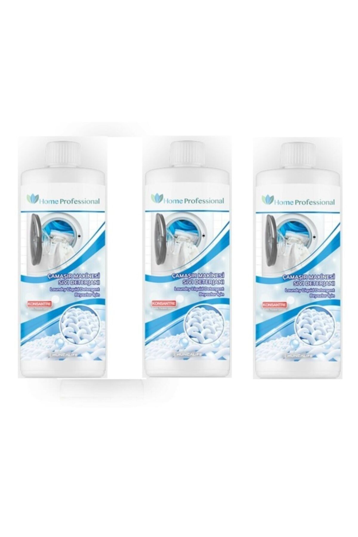Huncalife Home Professional Çamaşır Makinesi Sıvı Deterjanı Beyazlar Için 750 Ml 3lü Set