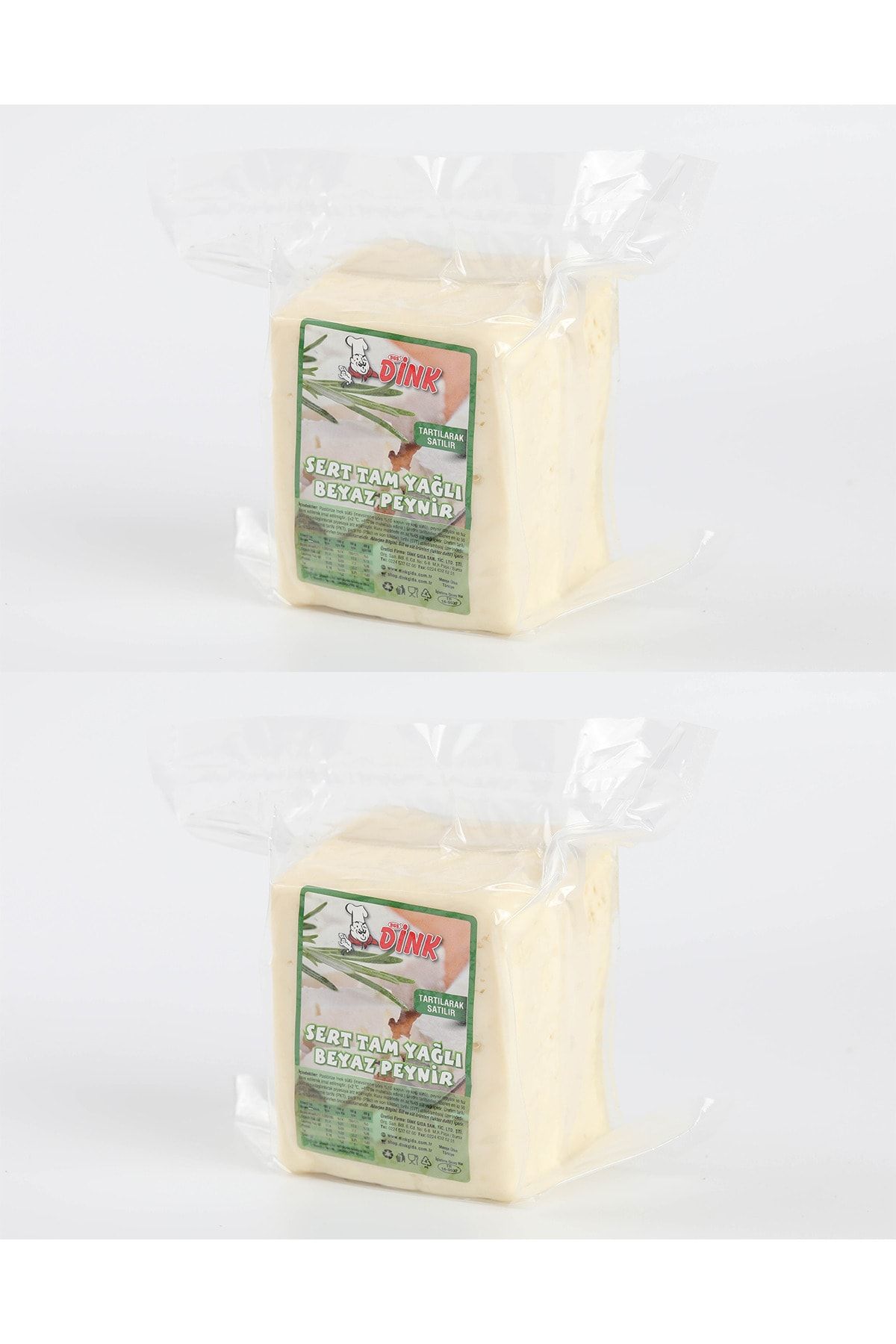 DİNK GIDA Tam Yağlı Klasik Olgunlaştırılmış Sert (EZİNE TİPİ) Beyaz Peynir 500g. - Şirden Mayalı 2 Li Paket