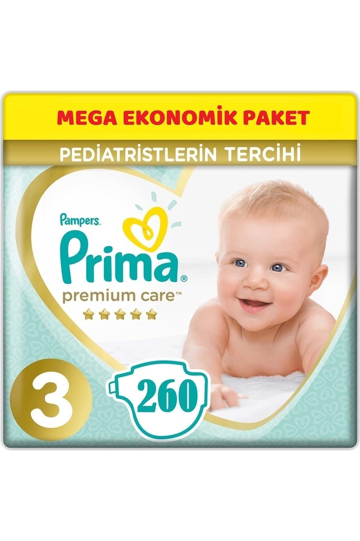 Prima Premium Care Bebek Bezi Beden:3 (6-10kg) Midi 260 Adet Mega Ekonomik Pk