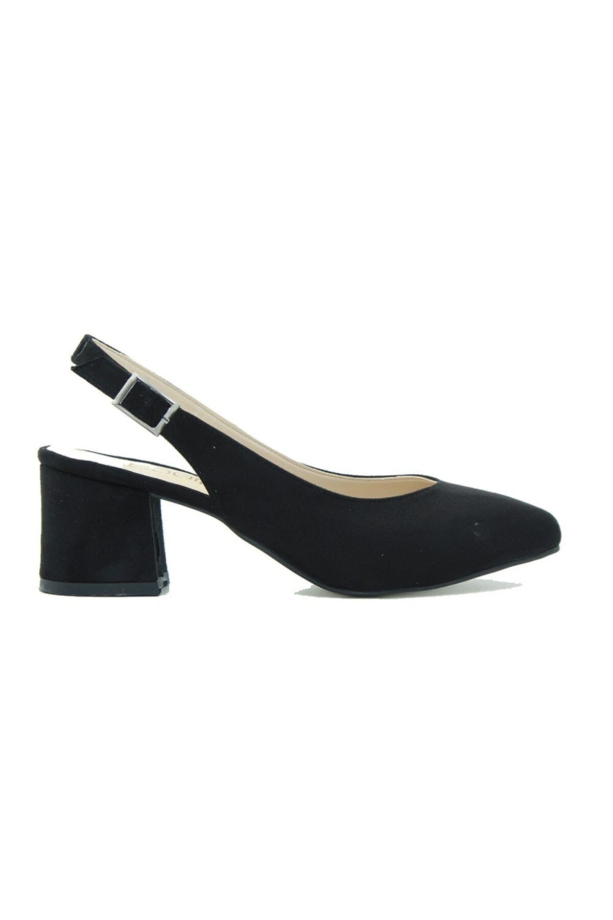 cadiffe Kadın Siyah Süet Klasik Topuklu Ayakkabı
