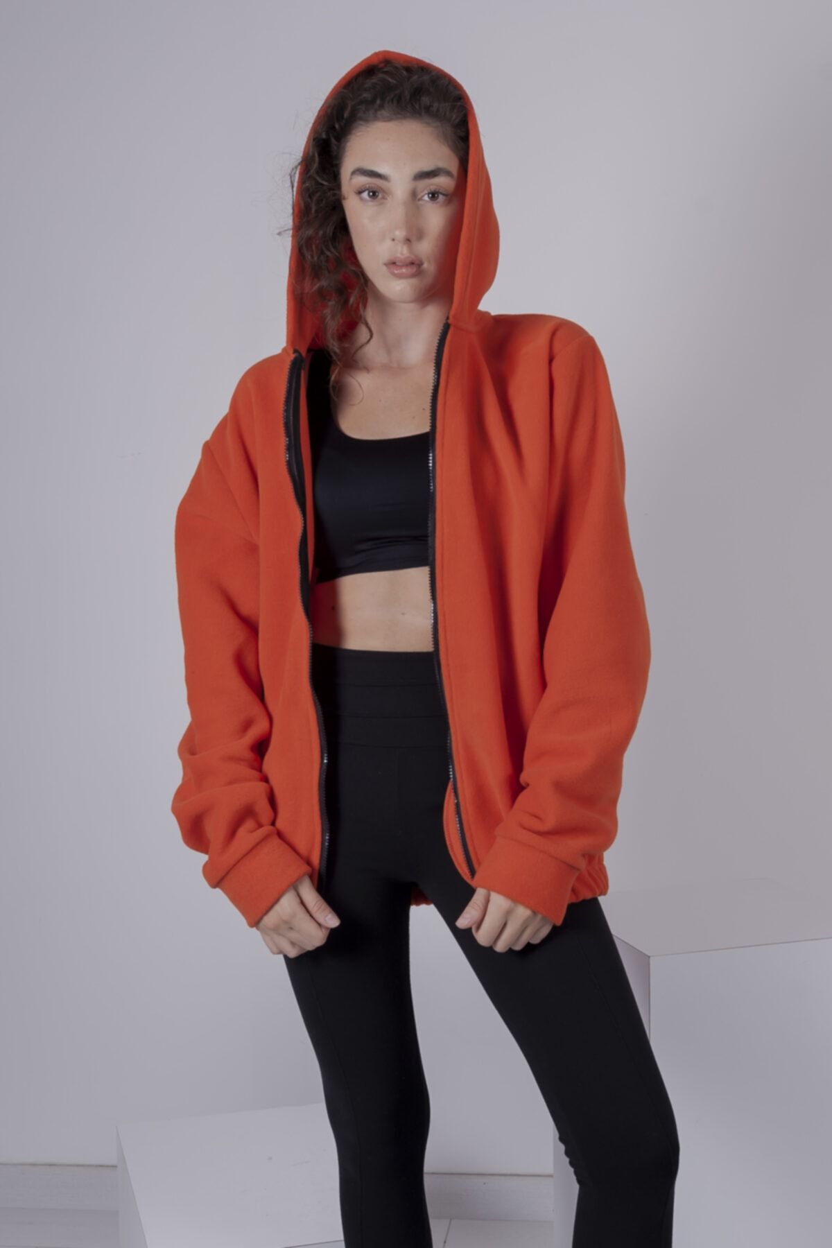 Vatkalimon Kadın Erkek Fermuarlı Kapşonlu Polar Sweatshirt
