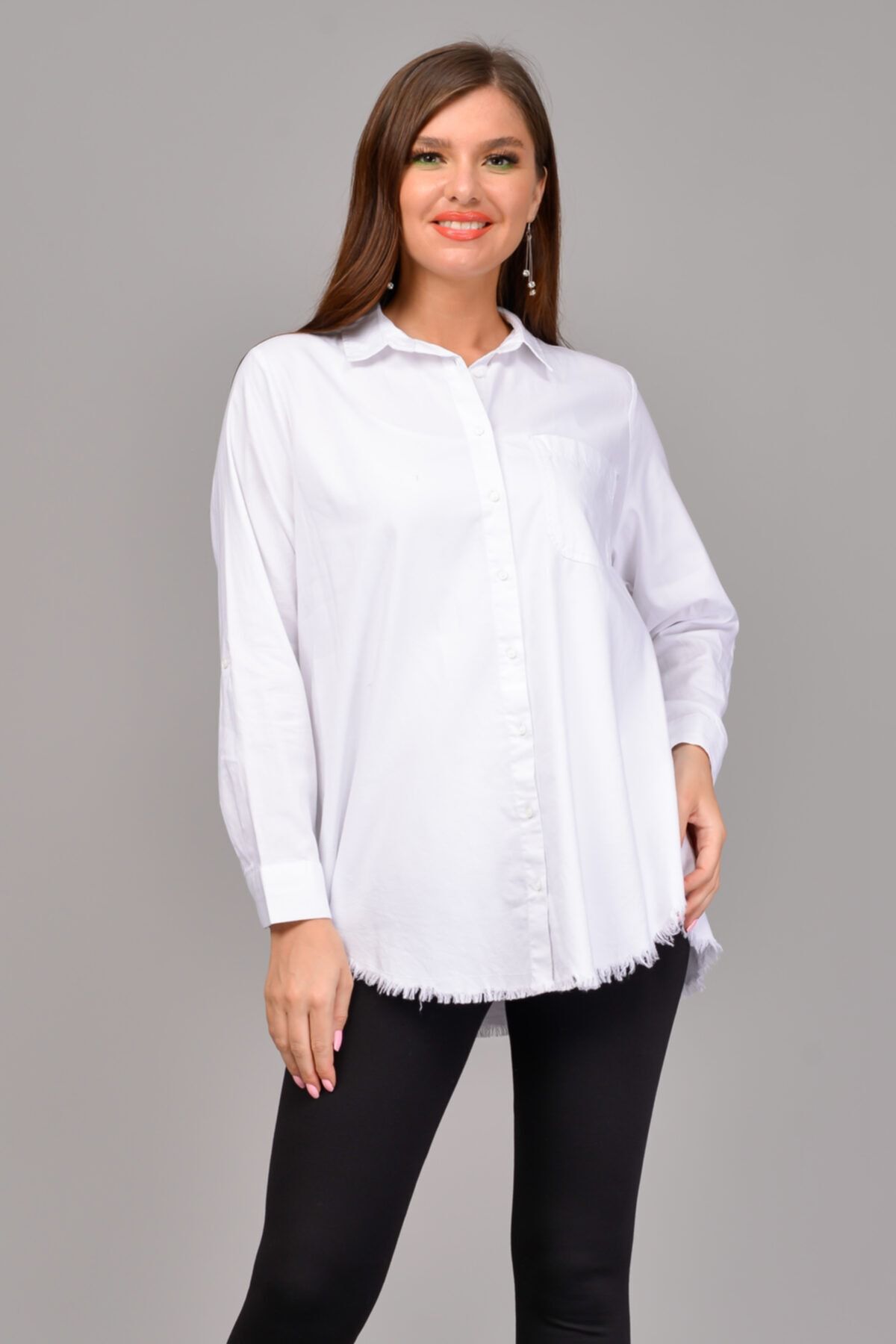 TUSSE Kadın Beyaz Battal Pamuklu Gömlek